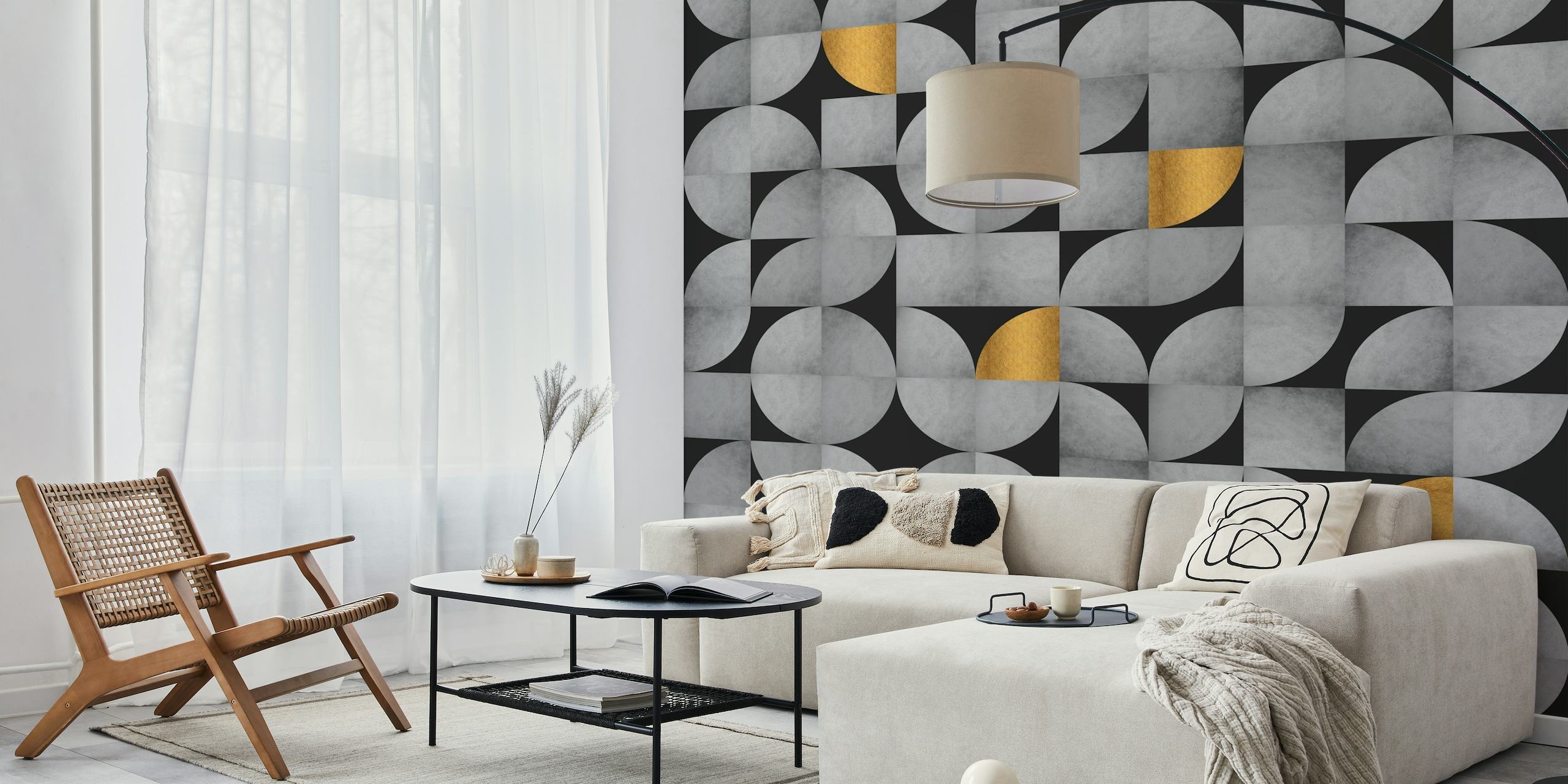 Mid-Century Concrete and Gold Pattern ταπετσαρία