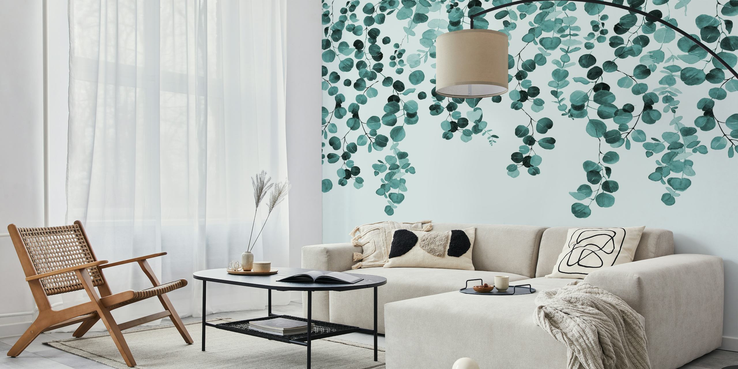 Botanical Wall in Teal papel de parede