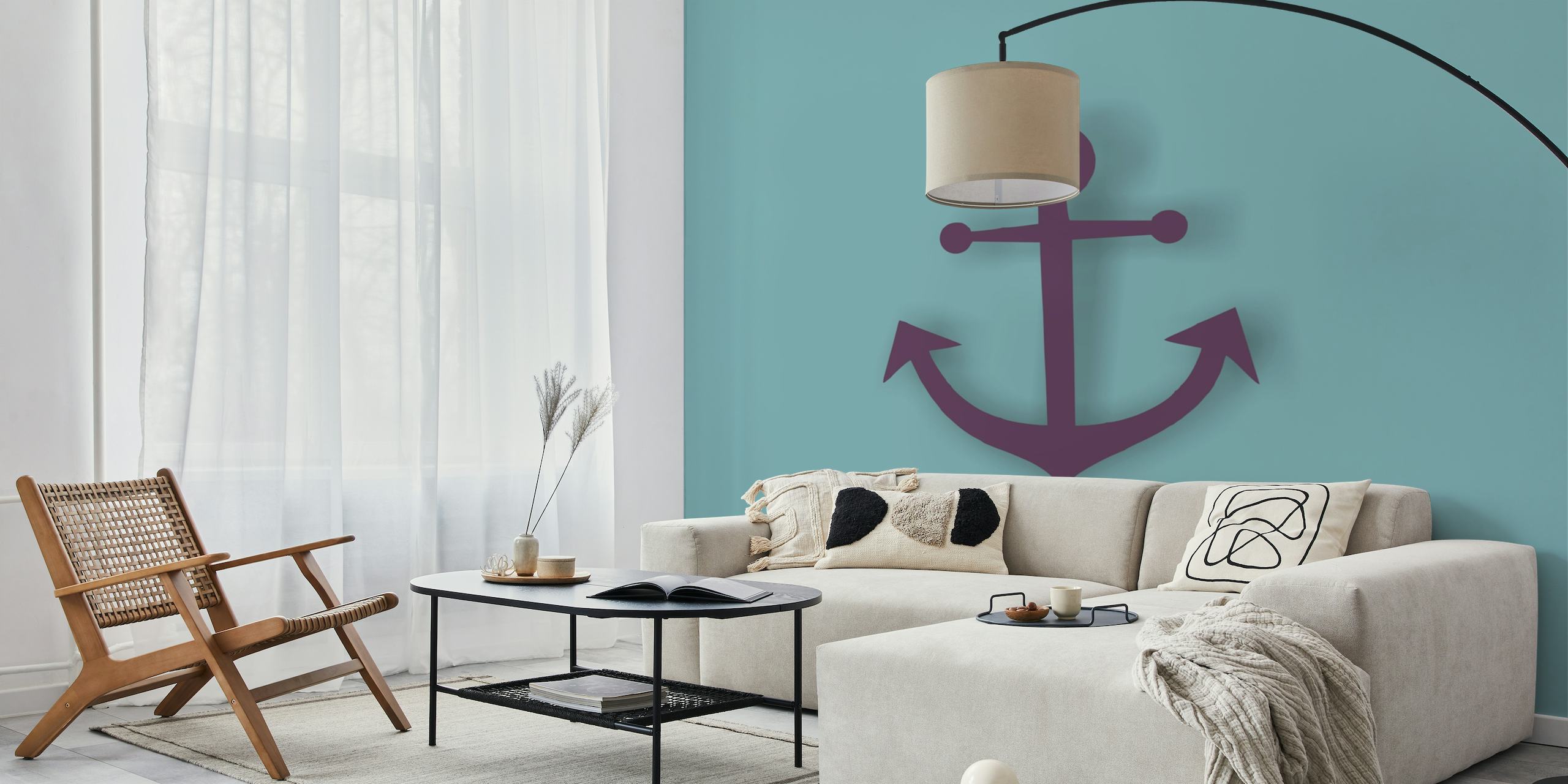 Mint green solid color anchor behang