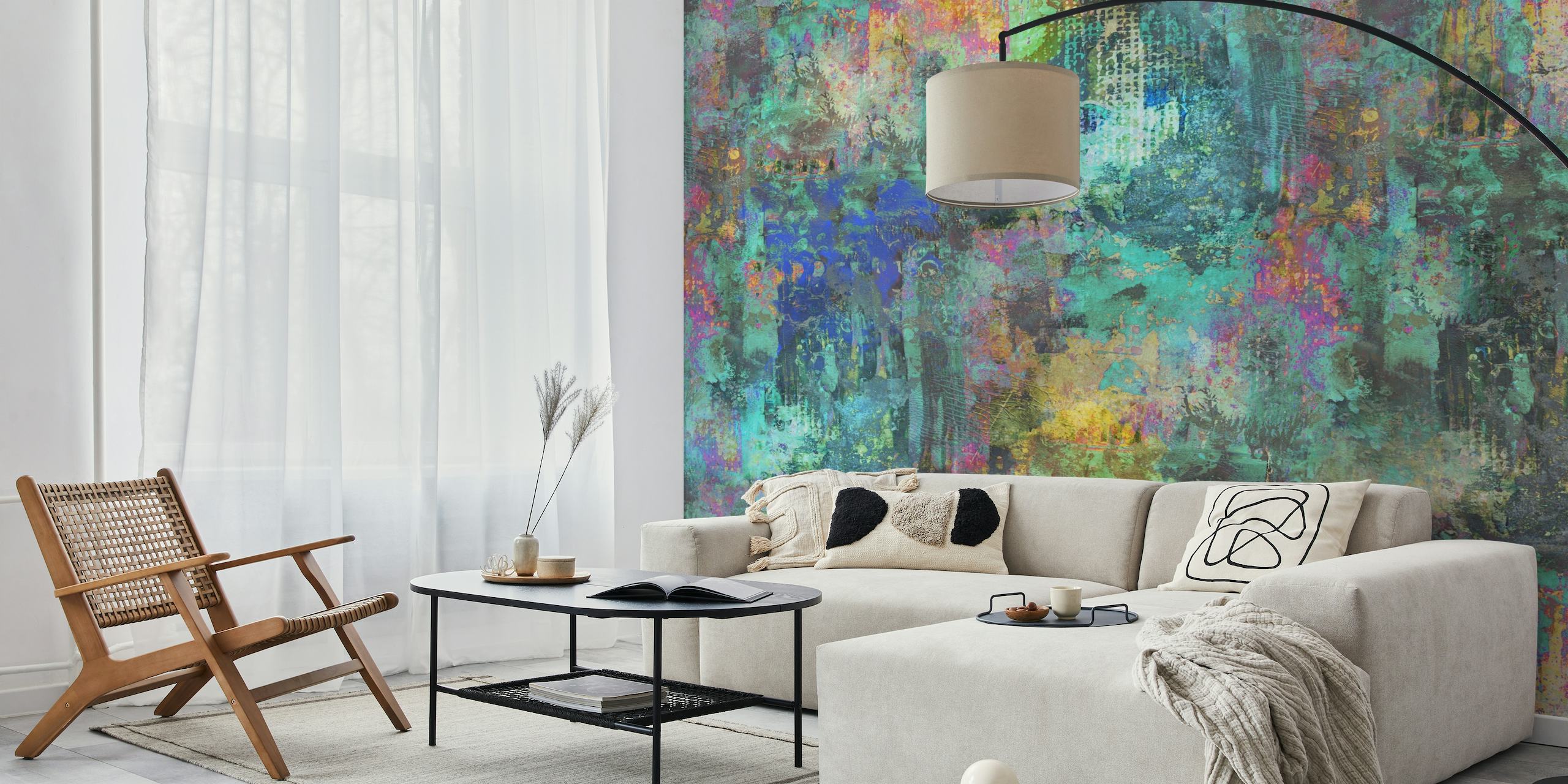 Modern Abstract Paint Texture Multicolor papel de parede
