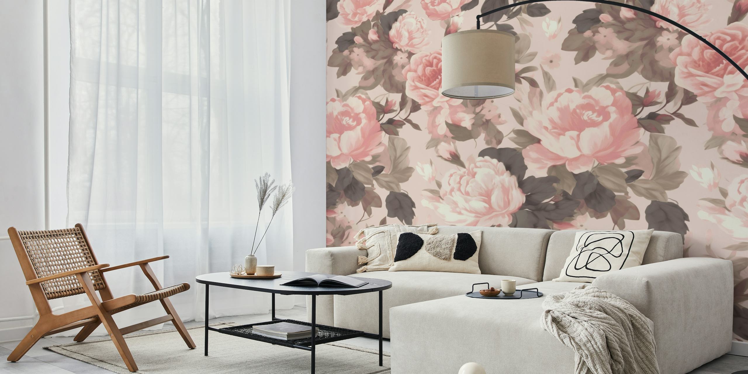 Baroque Roses Floral Nostalgia Moody Blush Colors behang