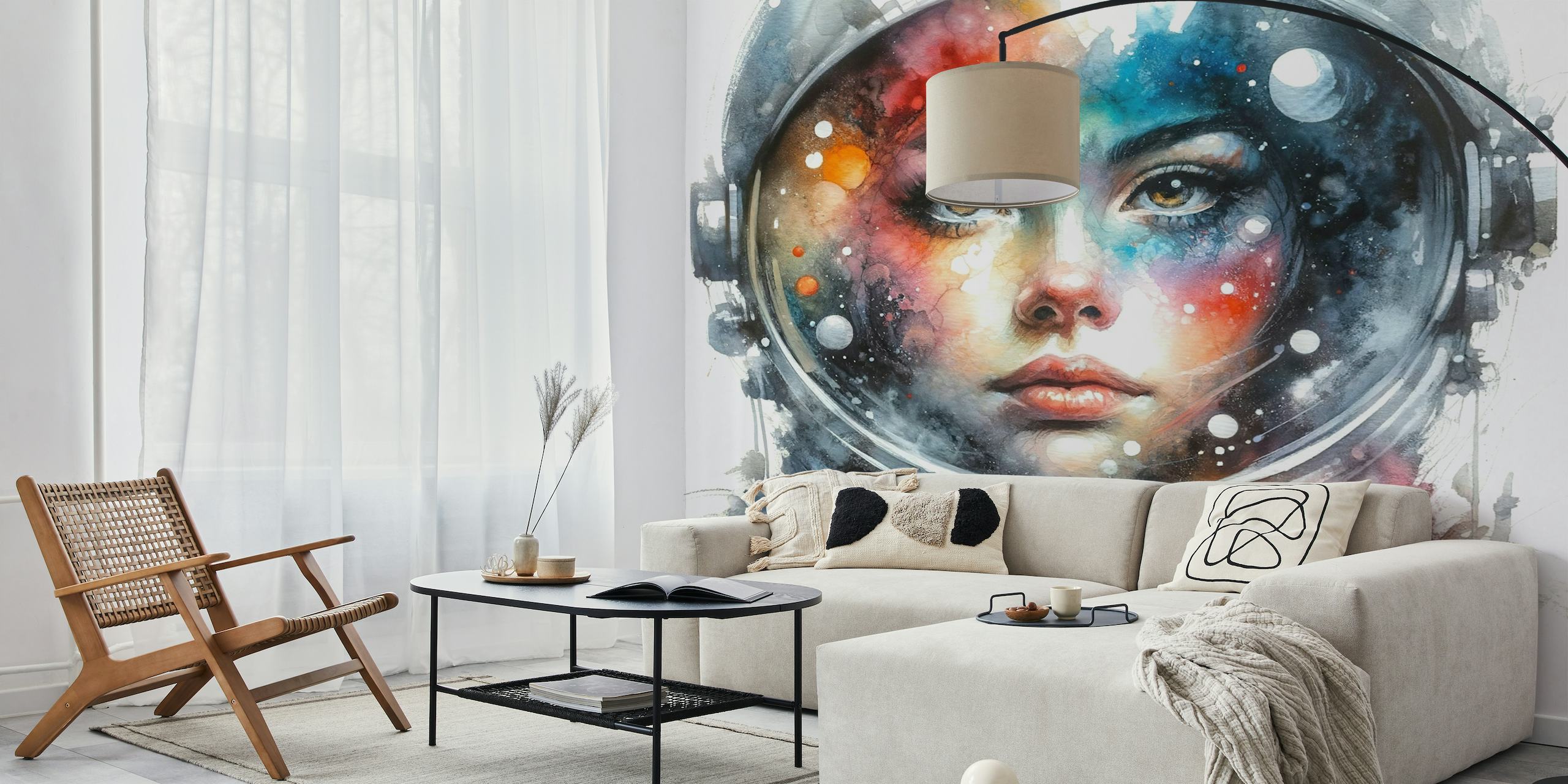 Watercolor Woman Astronaut wallpaper