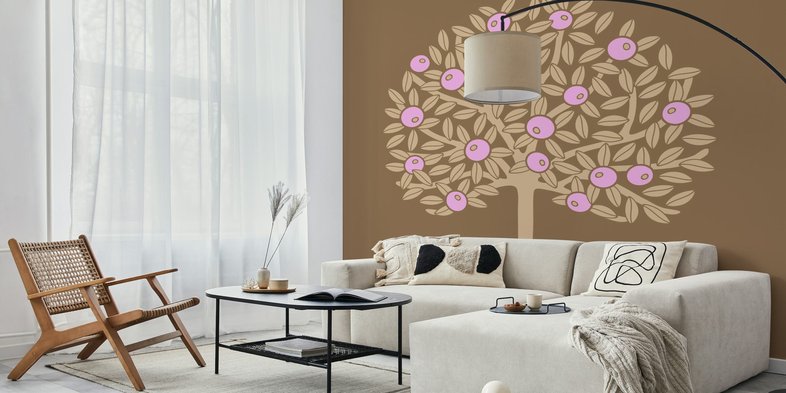 ORANGERIE Fruit Tree Single - Pink Brown tapetit