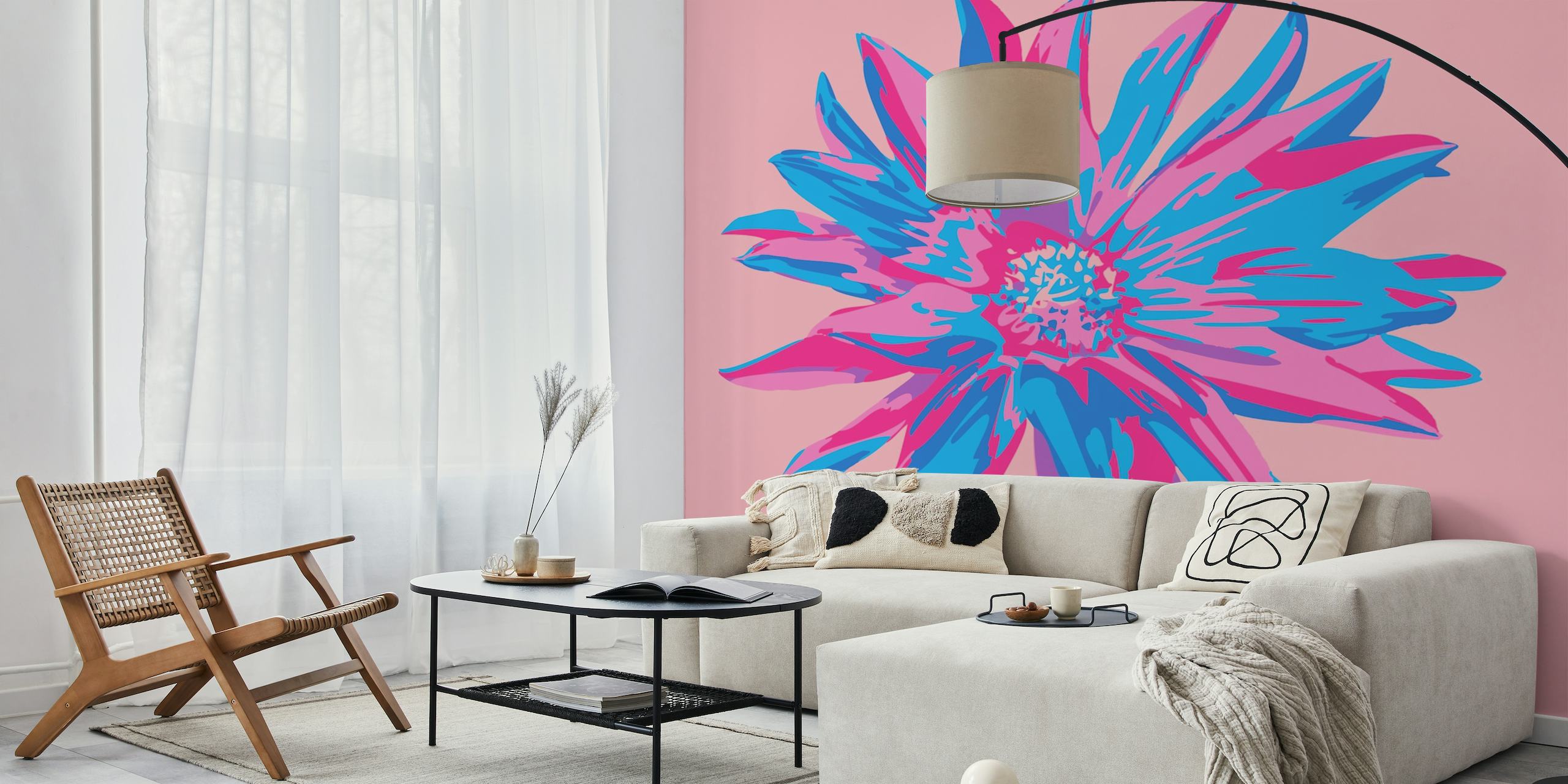 DAHLIA BURSTS Abstract Floral Single - Pink papiers peint