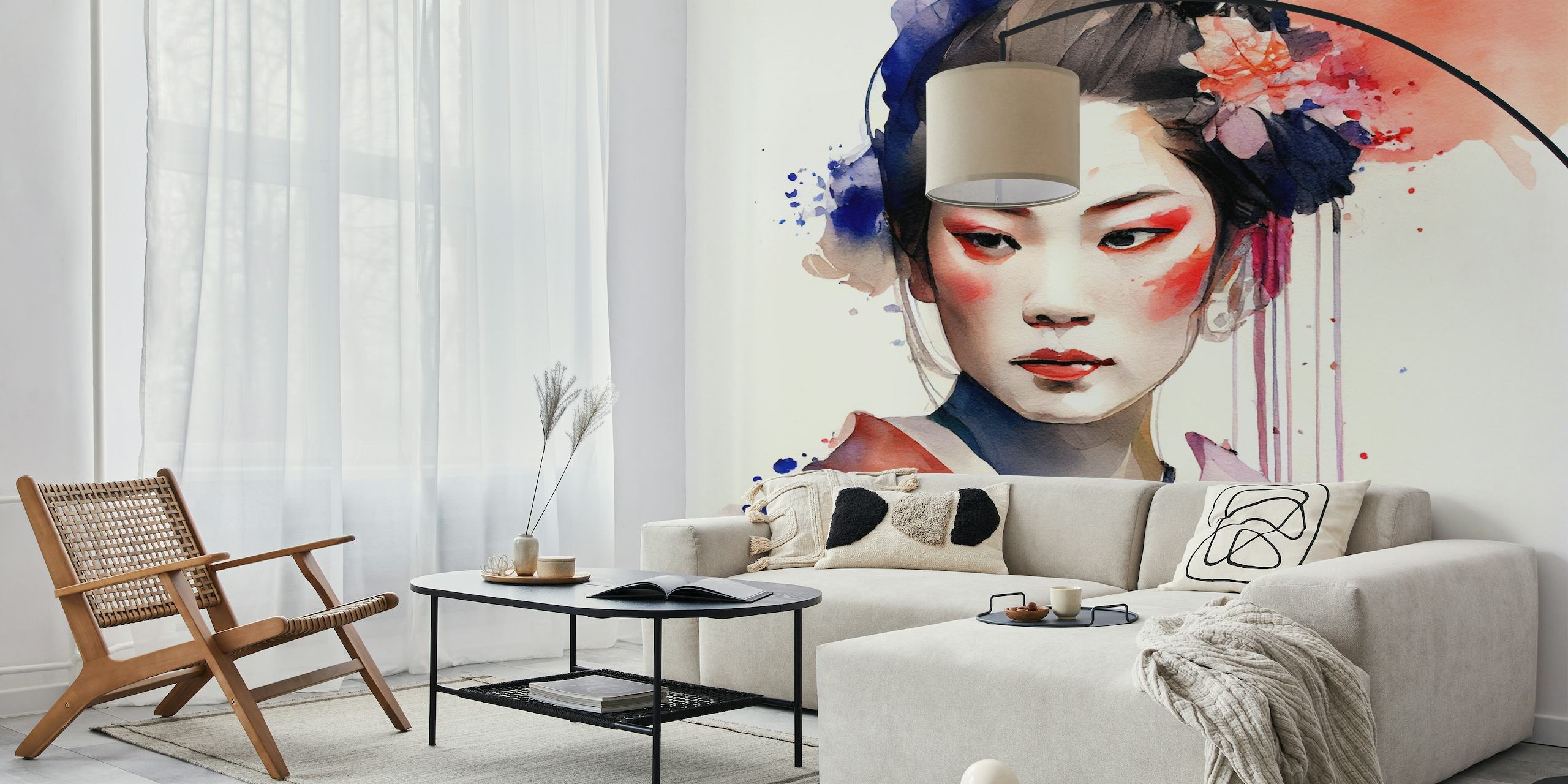 Watercolor Modern Geisha #3 wallpaper