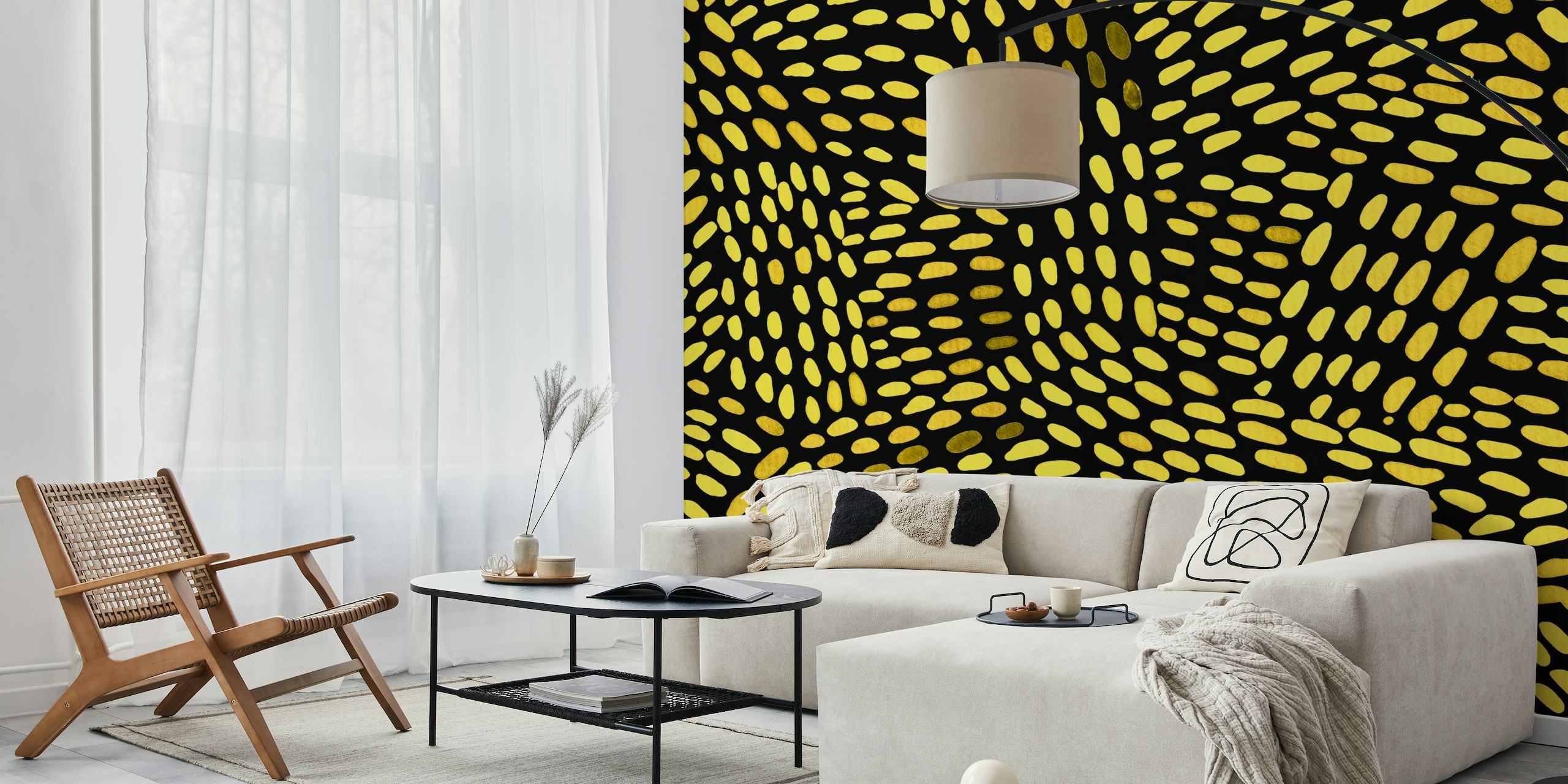 Watercolor Dotted lines yellow wallpaper