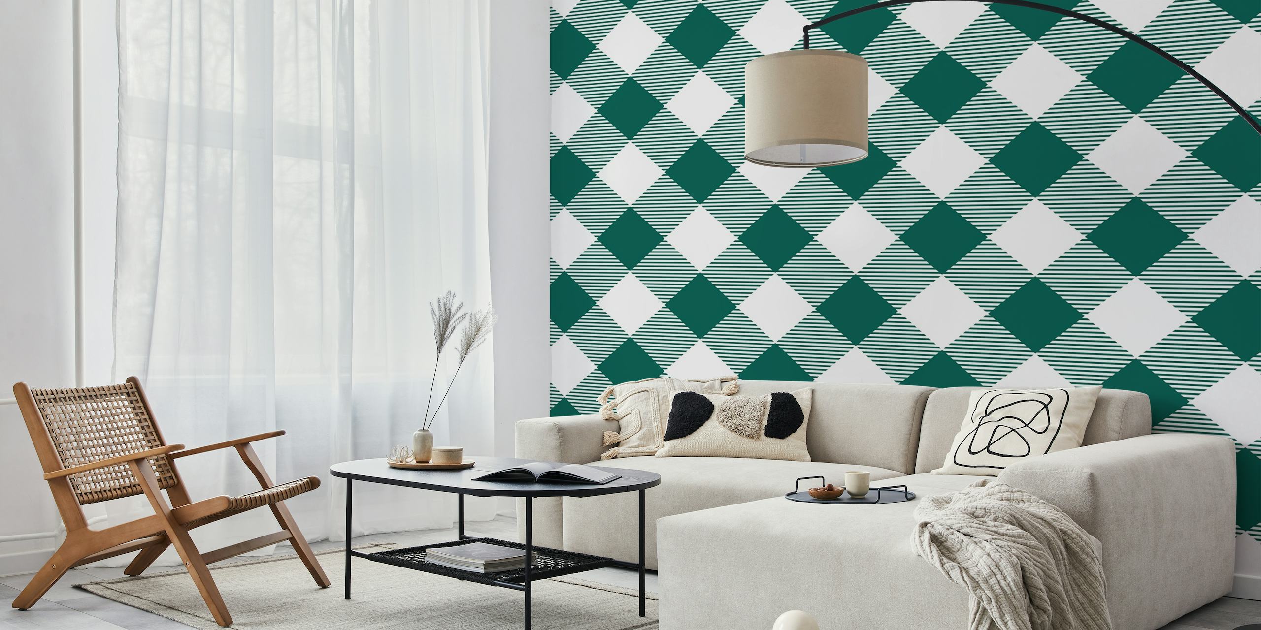 Plaid trending pattern in green color tapety
