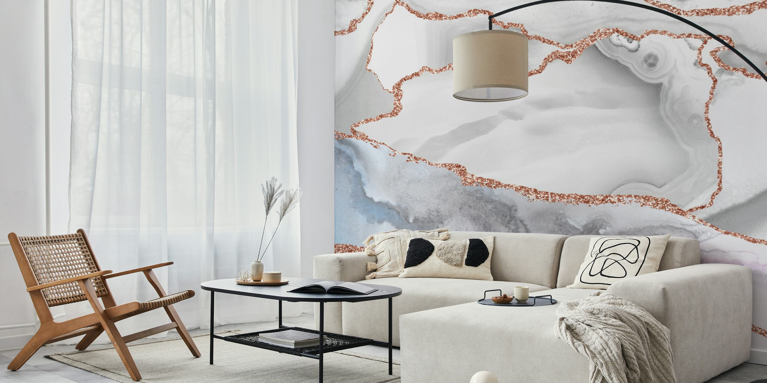 Tapeta Ice And Rosegold Marble v místnosti