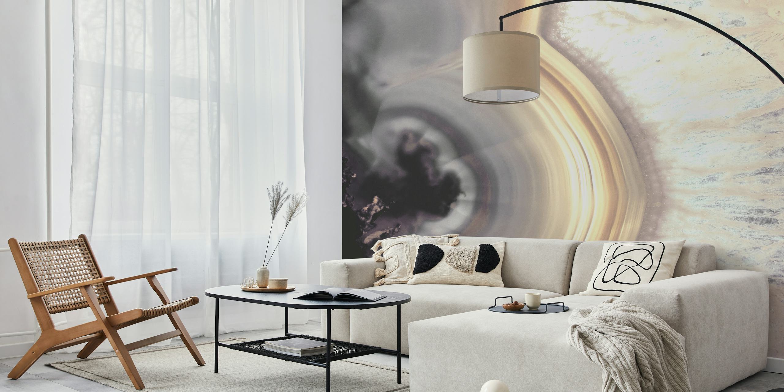 Ταπετσαρία Taupe Agate εμφανιζόμενη σε ένα δωμάτιο