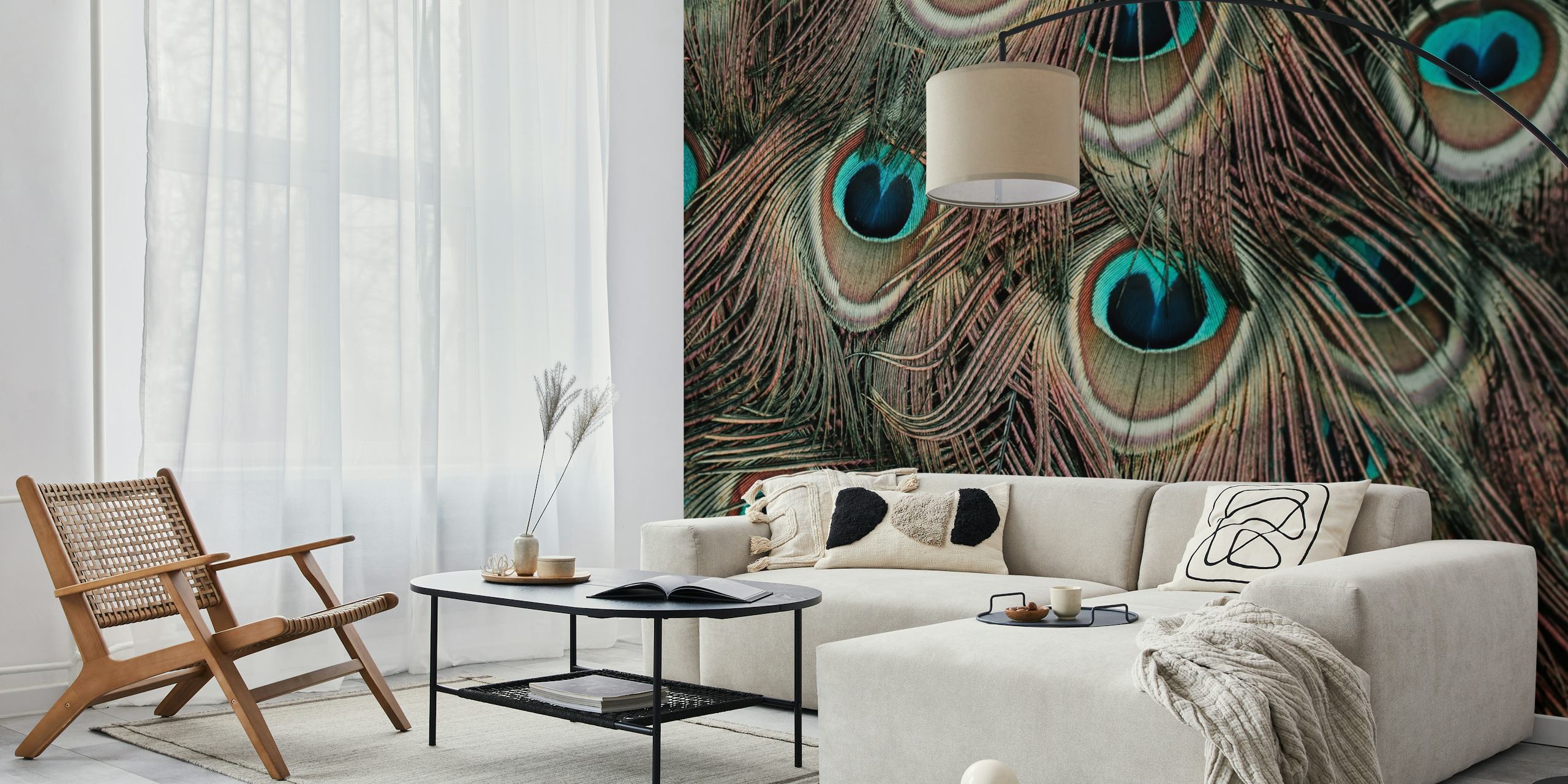 Peacock Bird Feathers Abstract design i ett rum