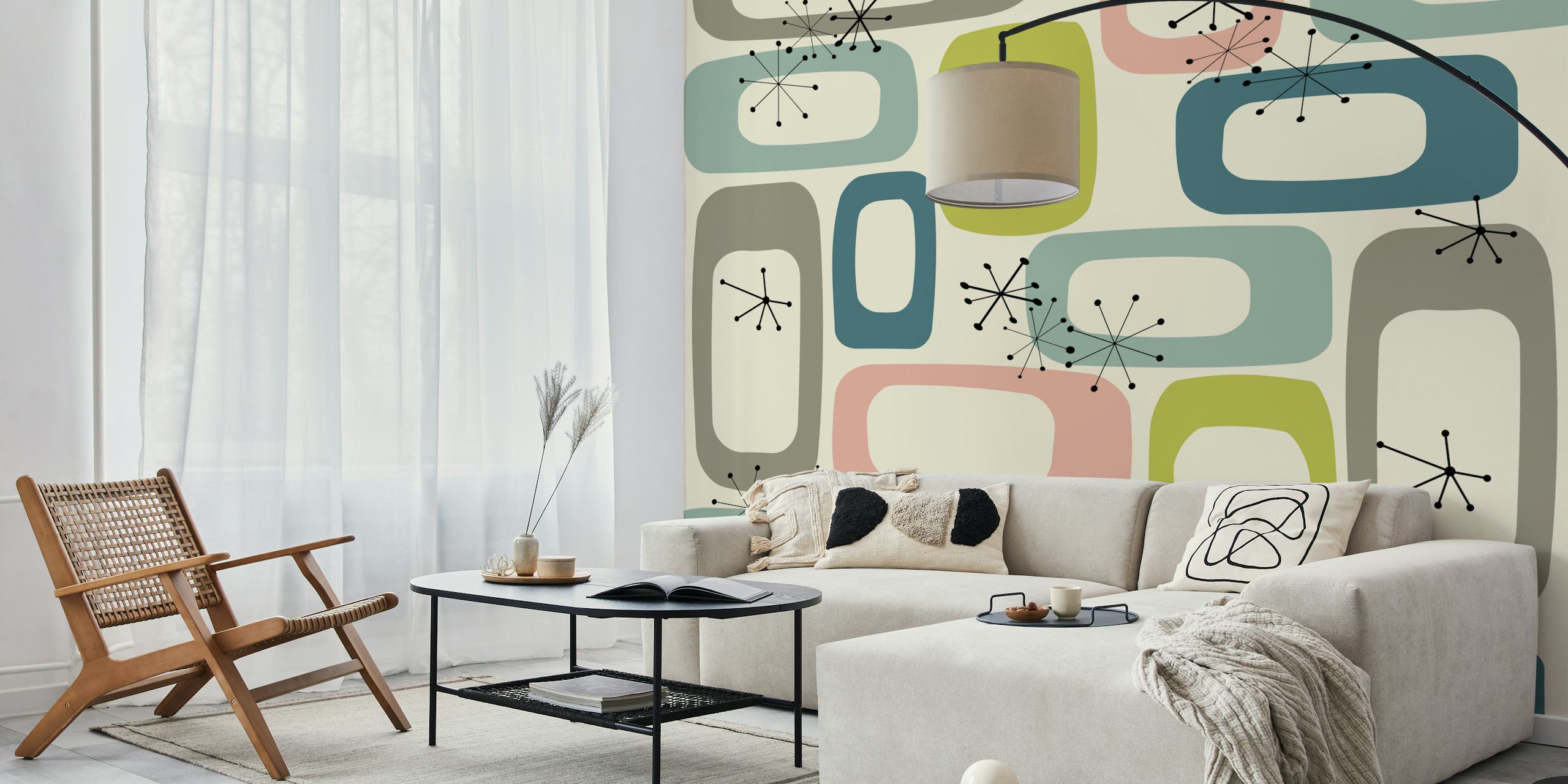 tapeta Mid Century Modern u sobi