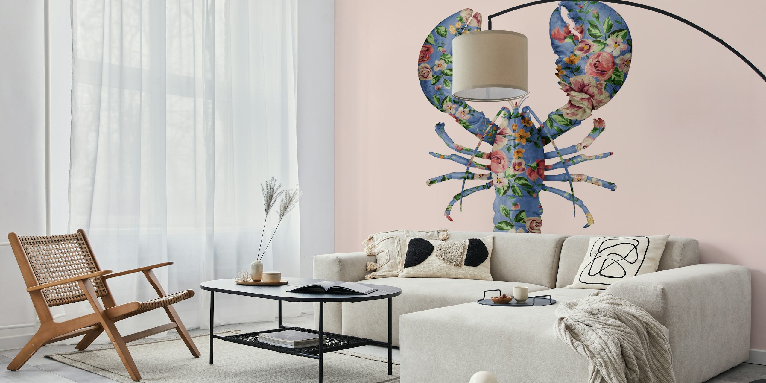 Floral Lobster Wallpaper In Kamersetting