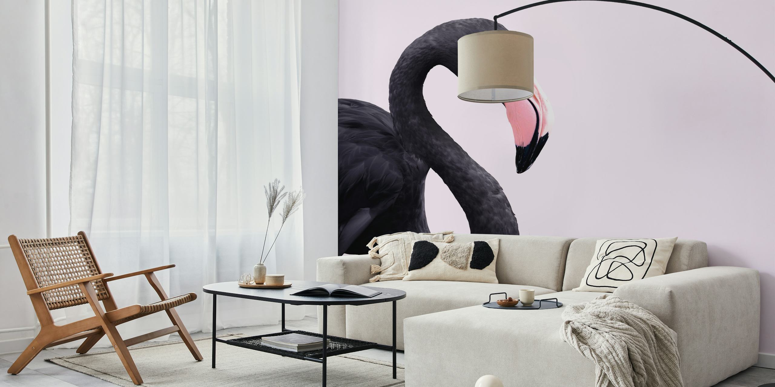 Papel tapiz Black flamingo en una habitación