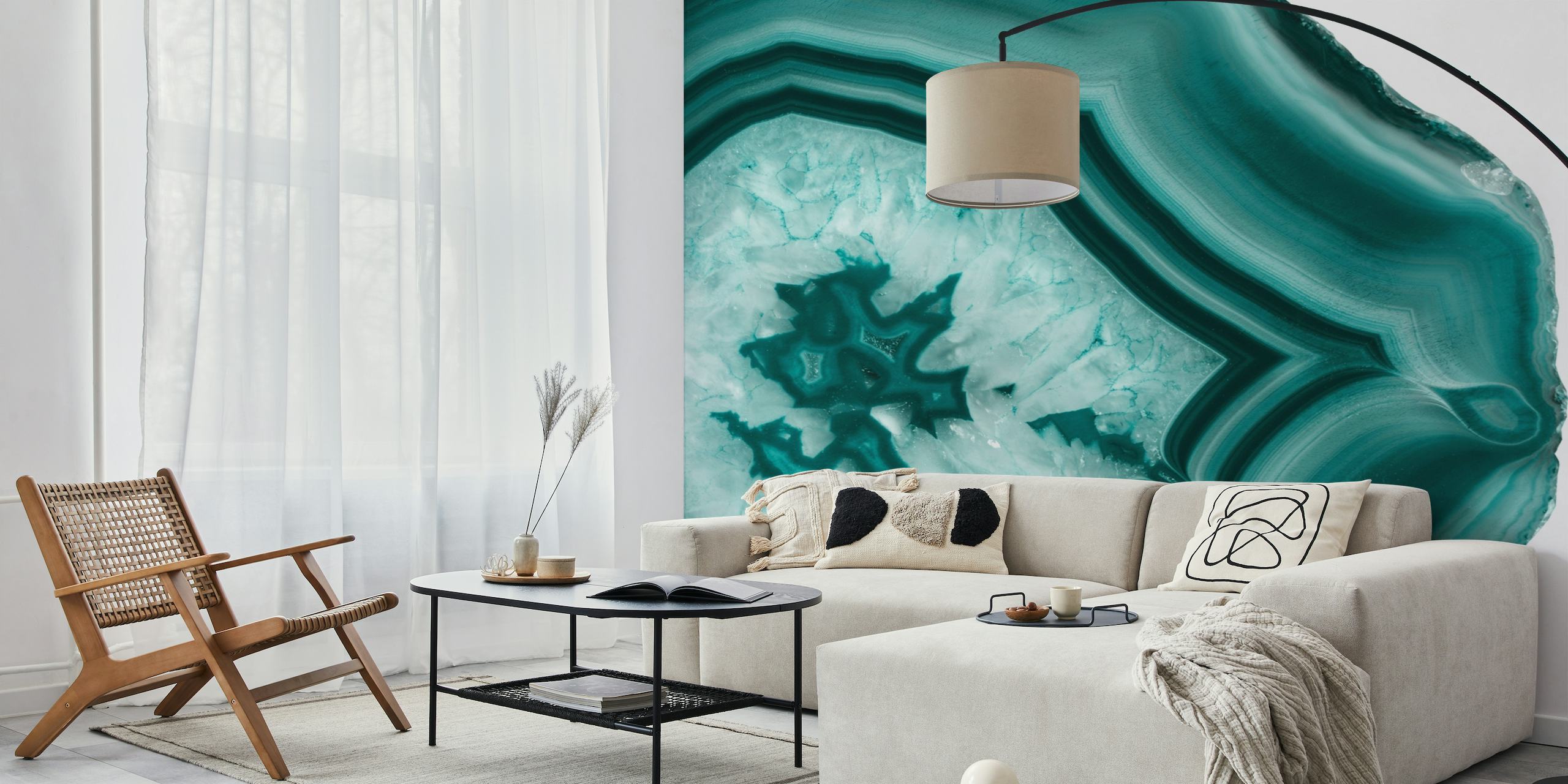 Teal and emerald agate pattern wall mural from Happywall
