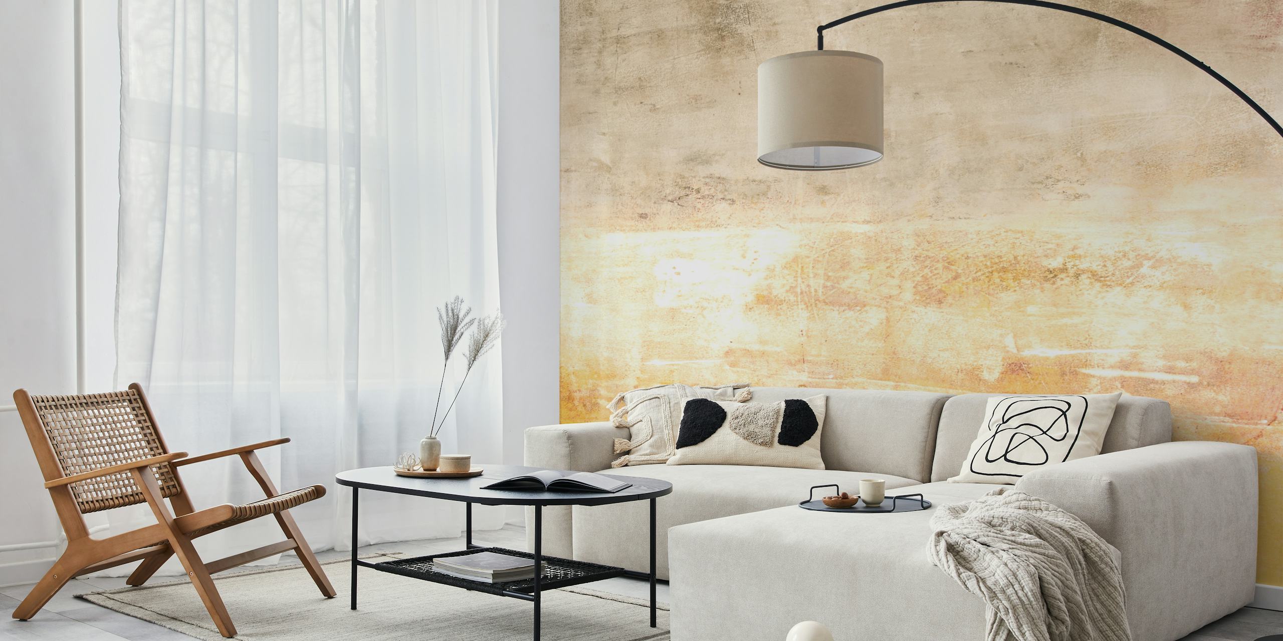 Textured abstract earth tones wallpaper with beige and ochre shades