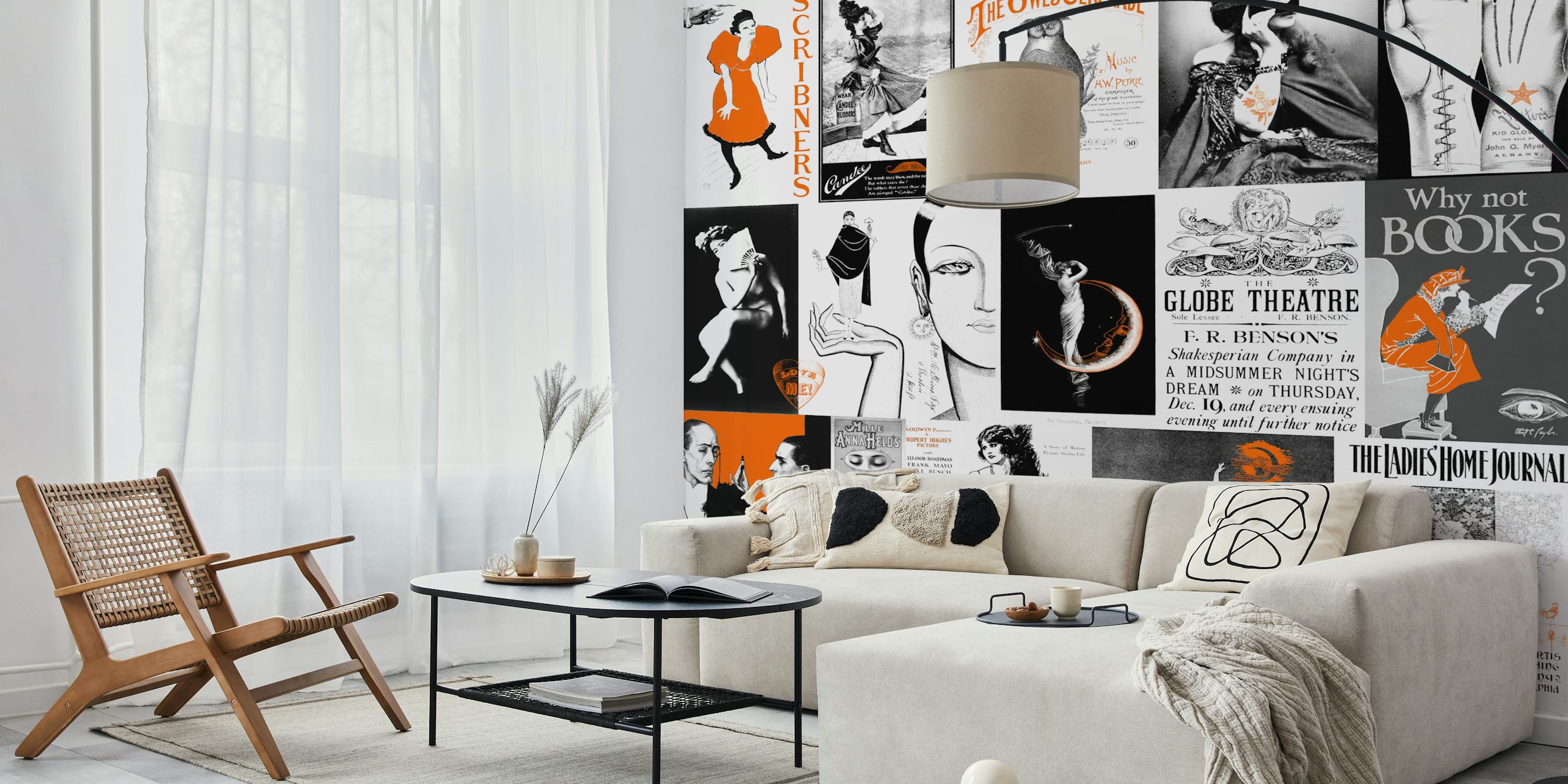 Vintage Art en Adds Mix behang in een kamer