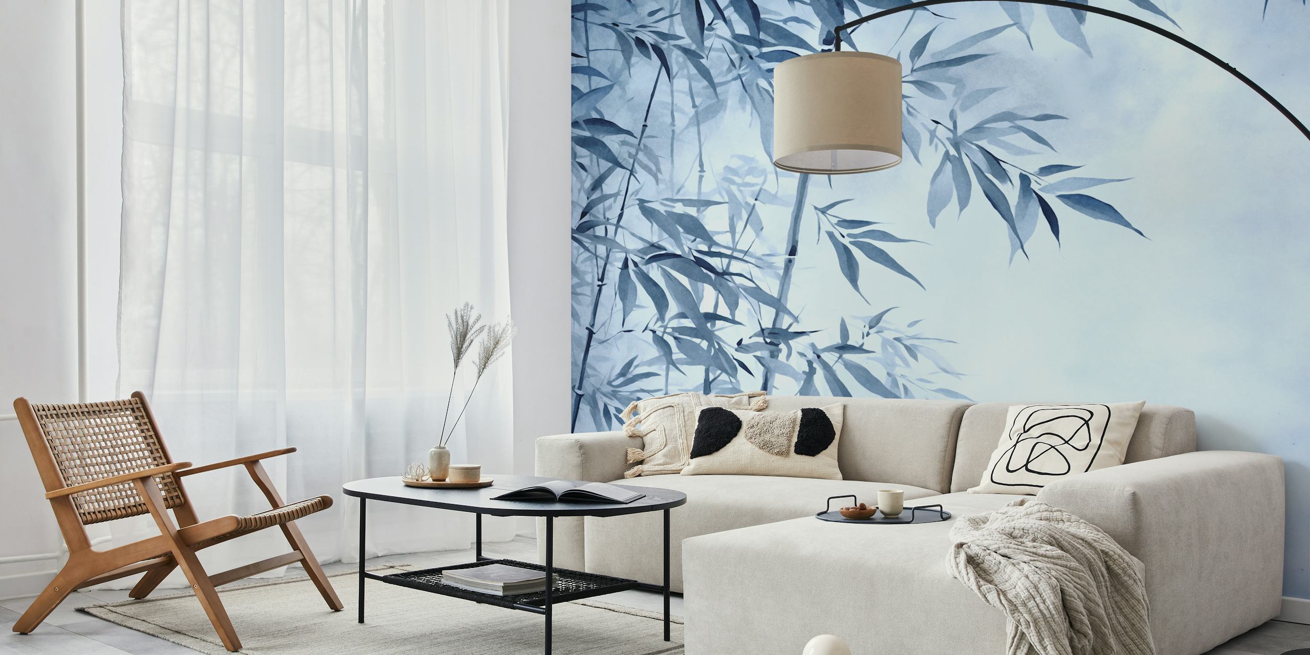 Blue Hour Calm Bamboo Garden tapet i et rum