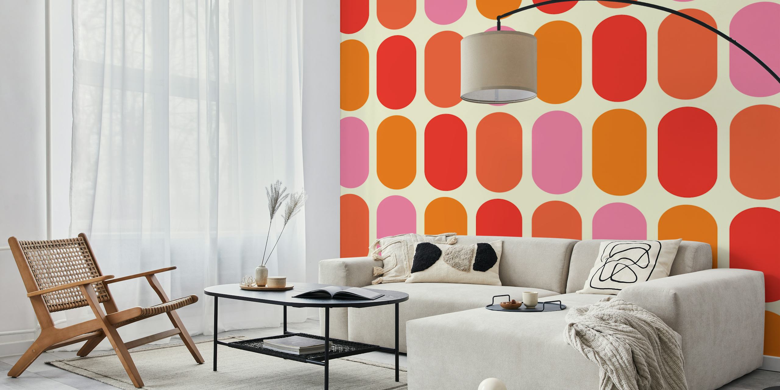 Mid Century Modern wallpaper in a colorful room