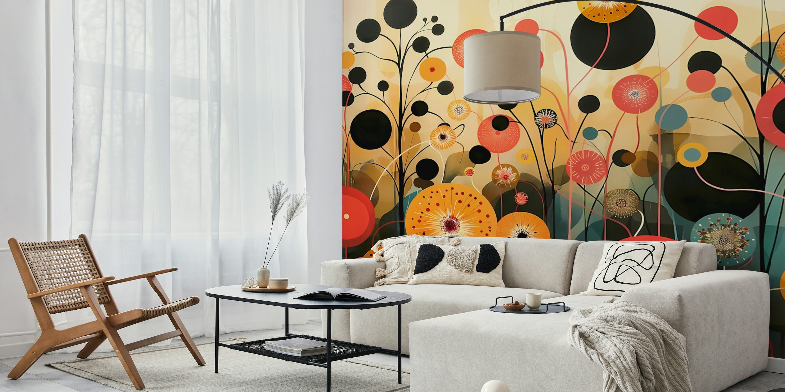 Enchanted Garden Scene wallpaper in a room
