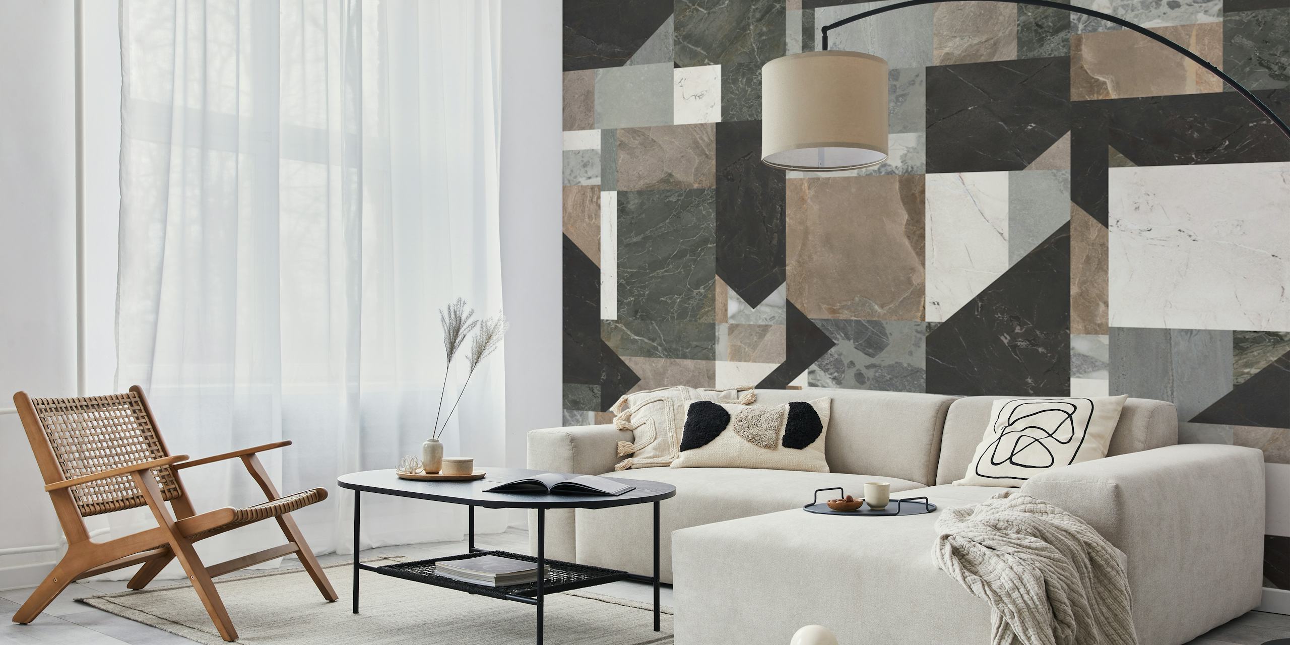 Papel pintado Elegant Marble Patchwork en una habitación