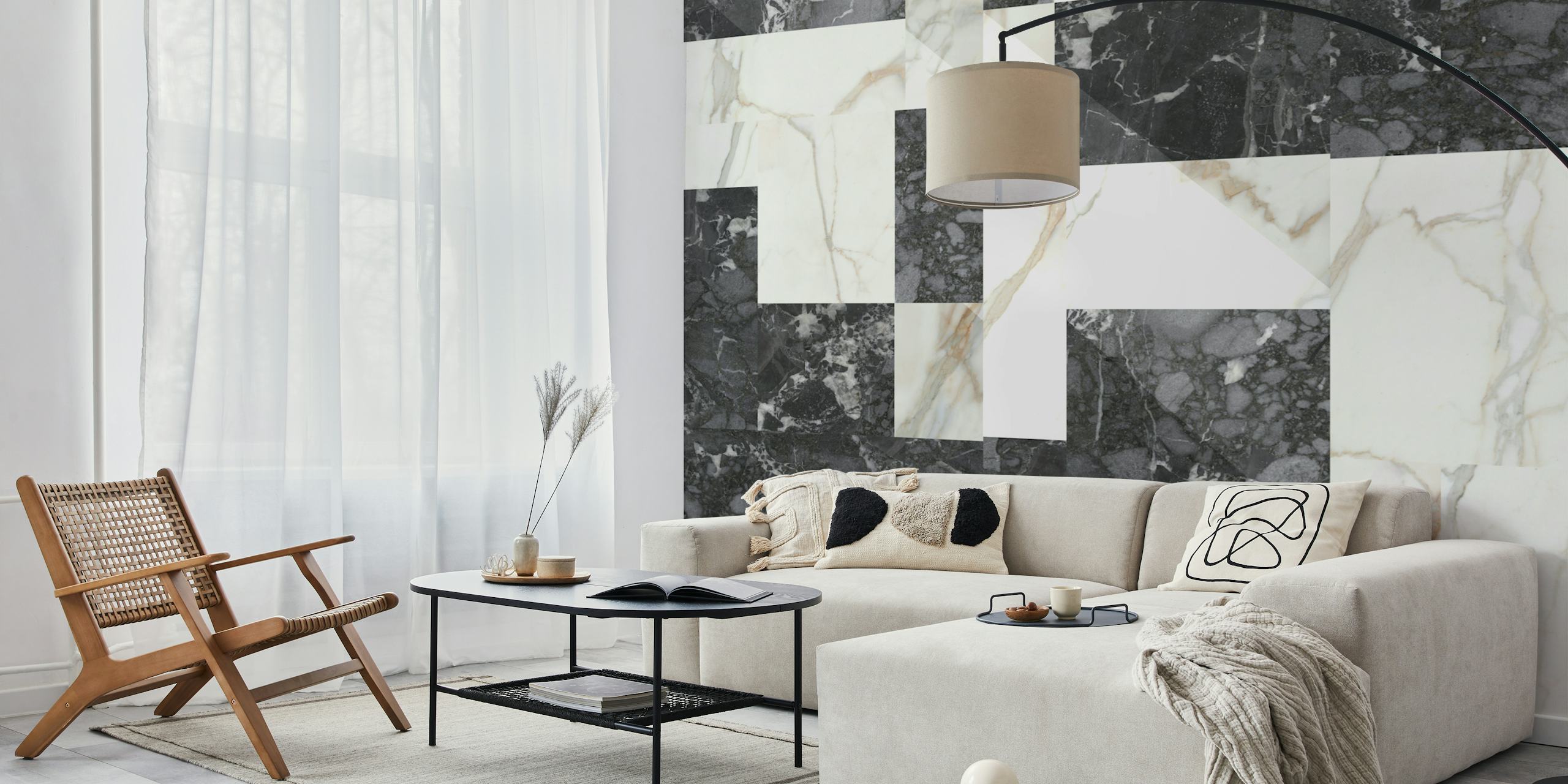 Papel tapiz Monochrome Marble Mix en una habitación