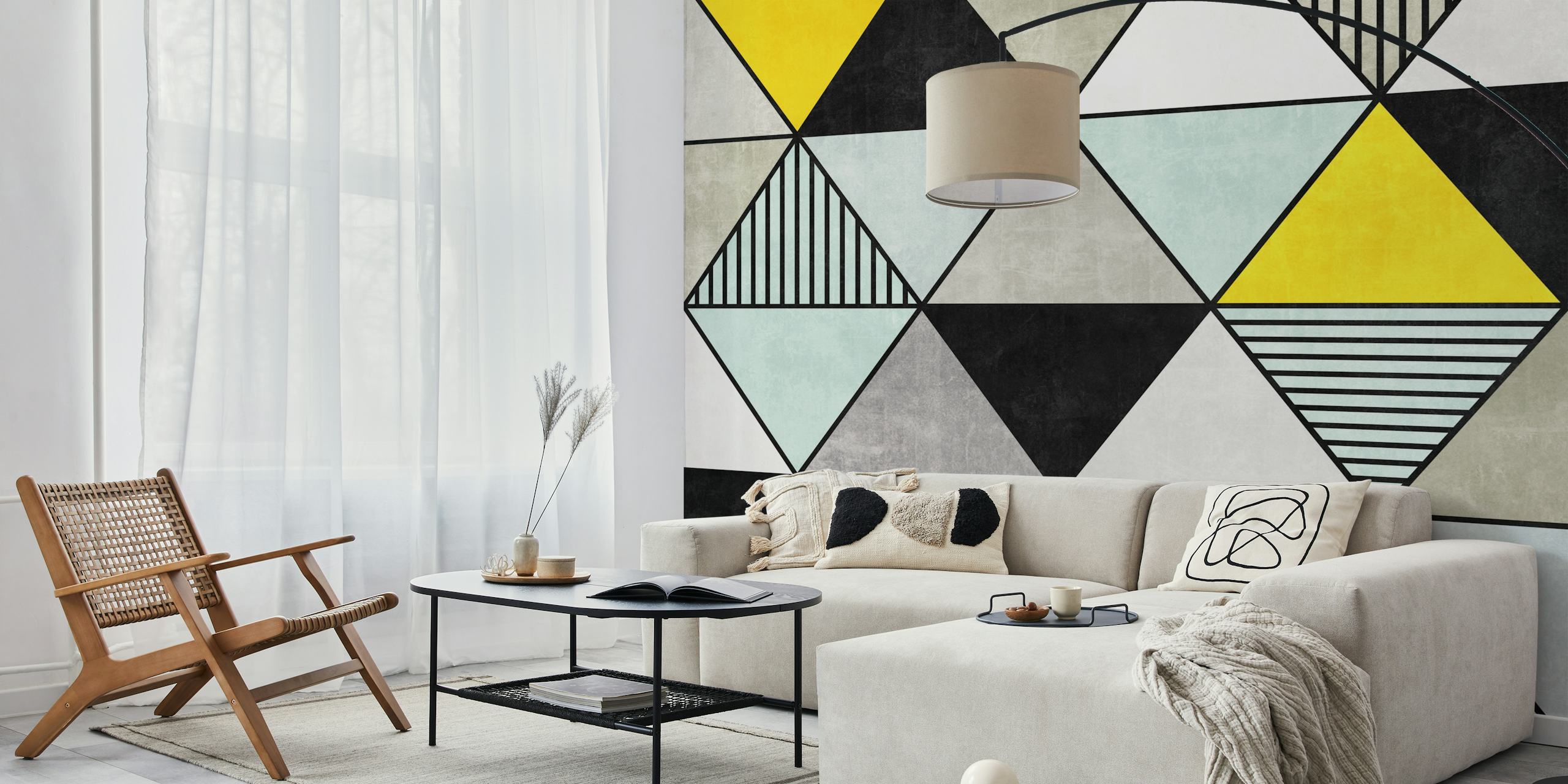 Colorful Concrete Triangles 2 tapetti huoneessa