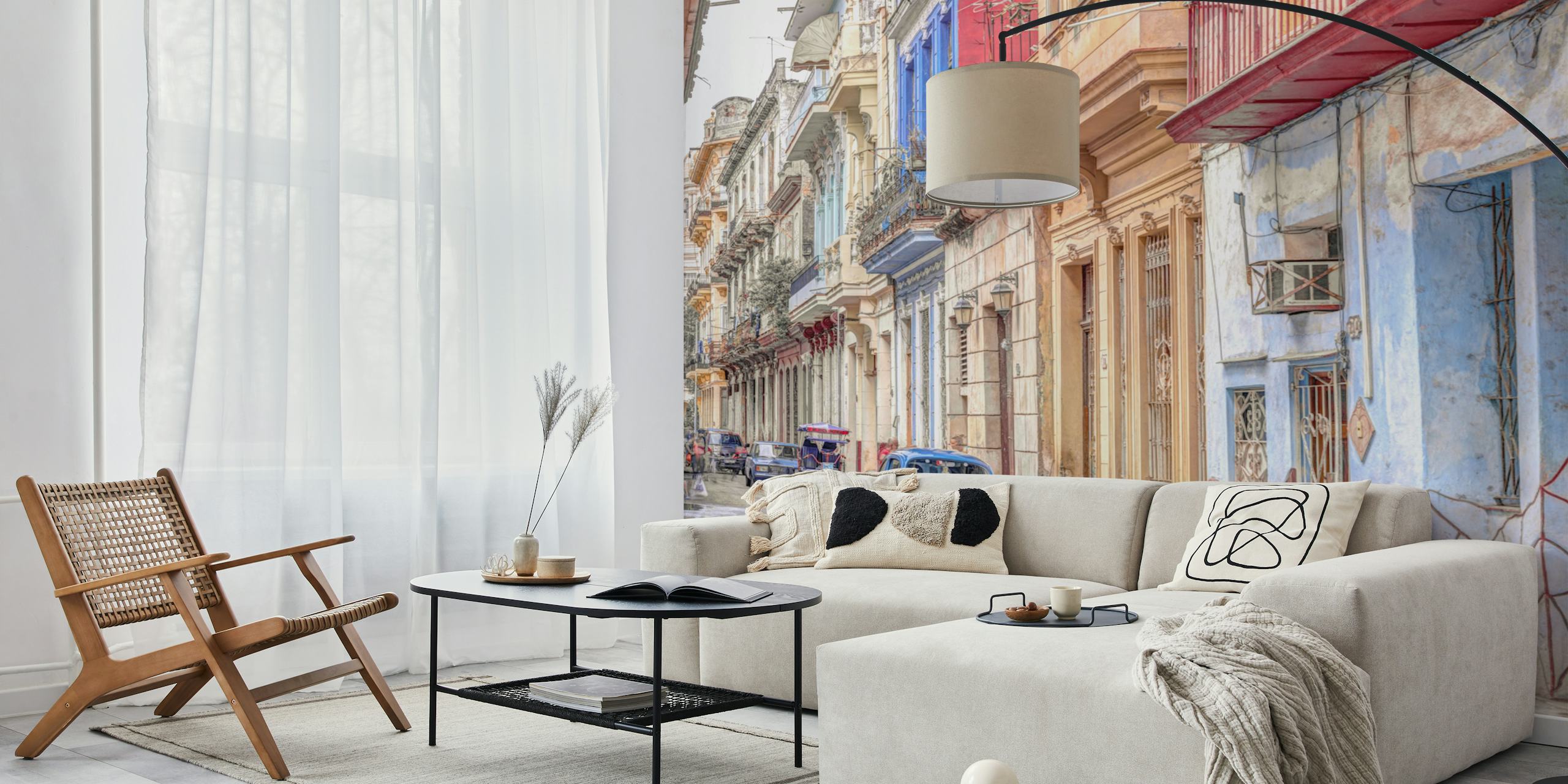Vintage wallpaper design of Havana streets