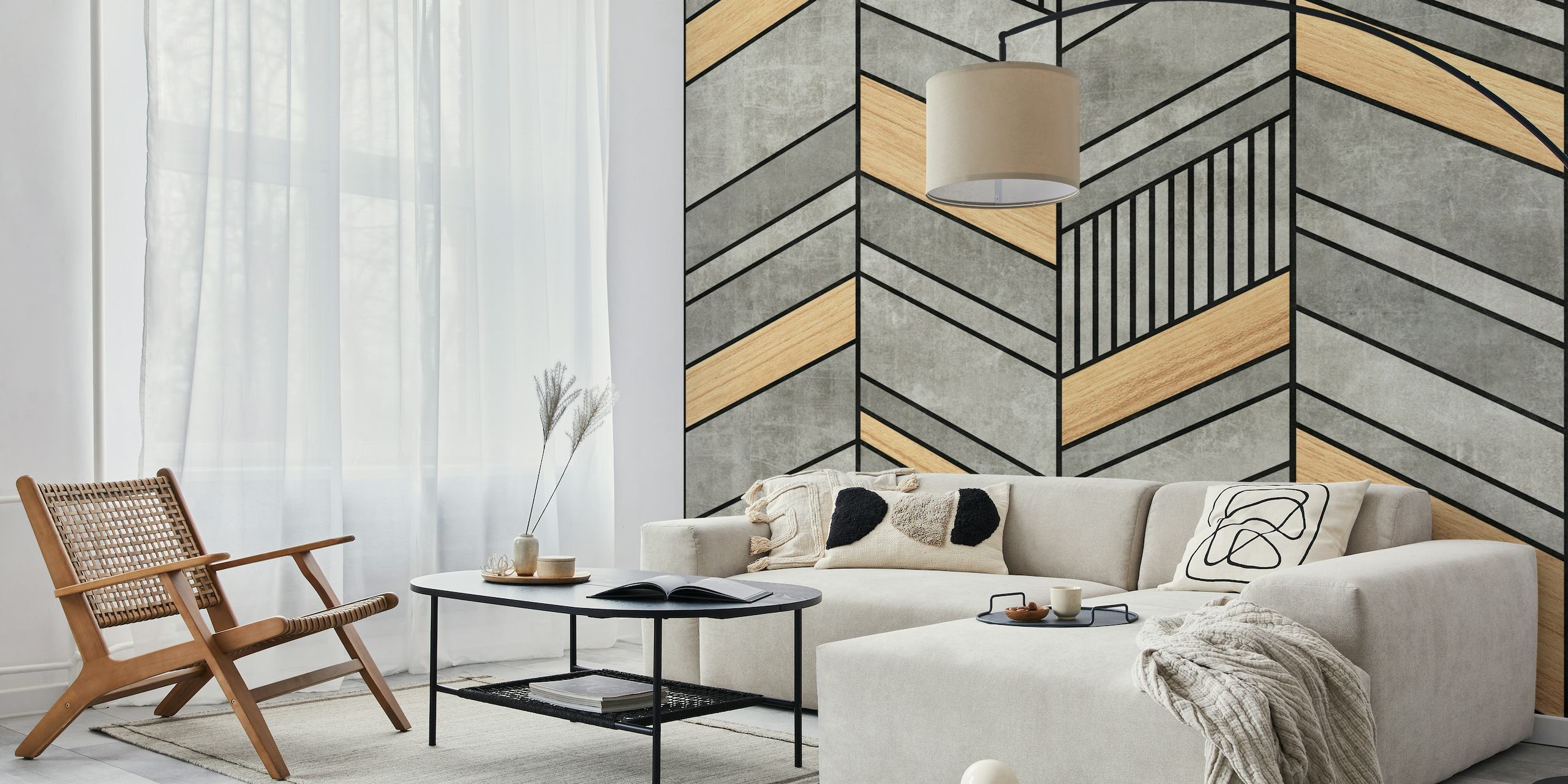 Abstract Chevron Pattern wall mural with neutral shades