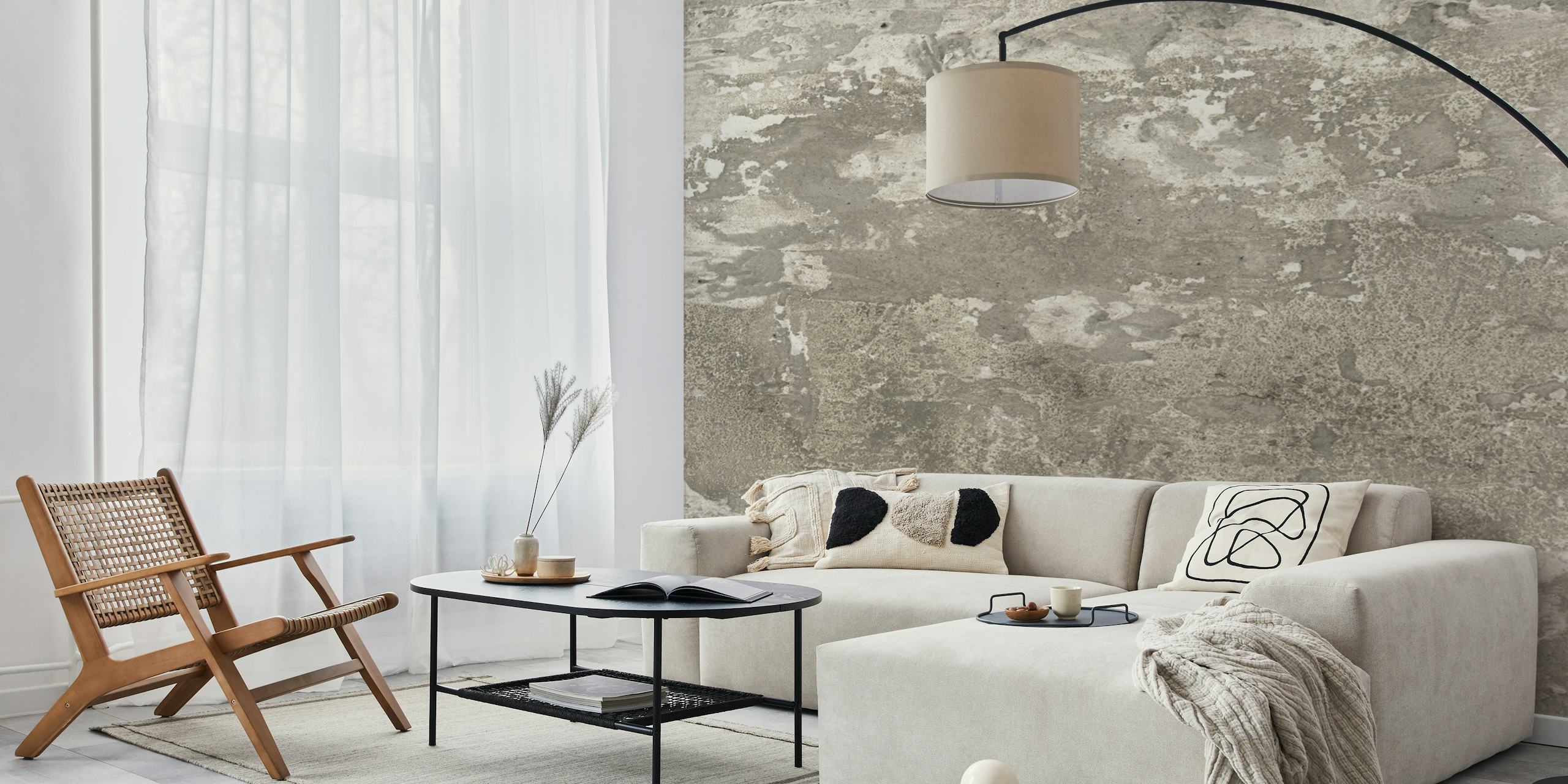 Slaked lime neutral wallpaper in a room