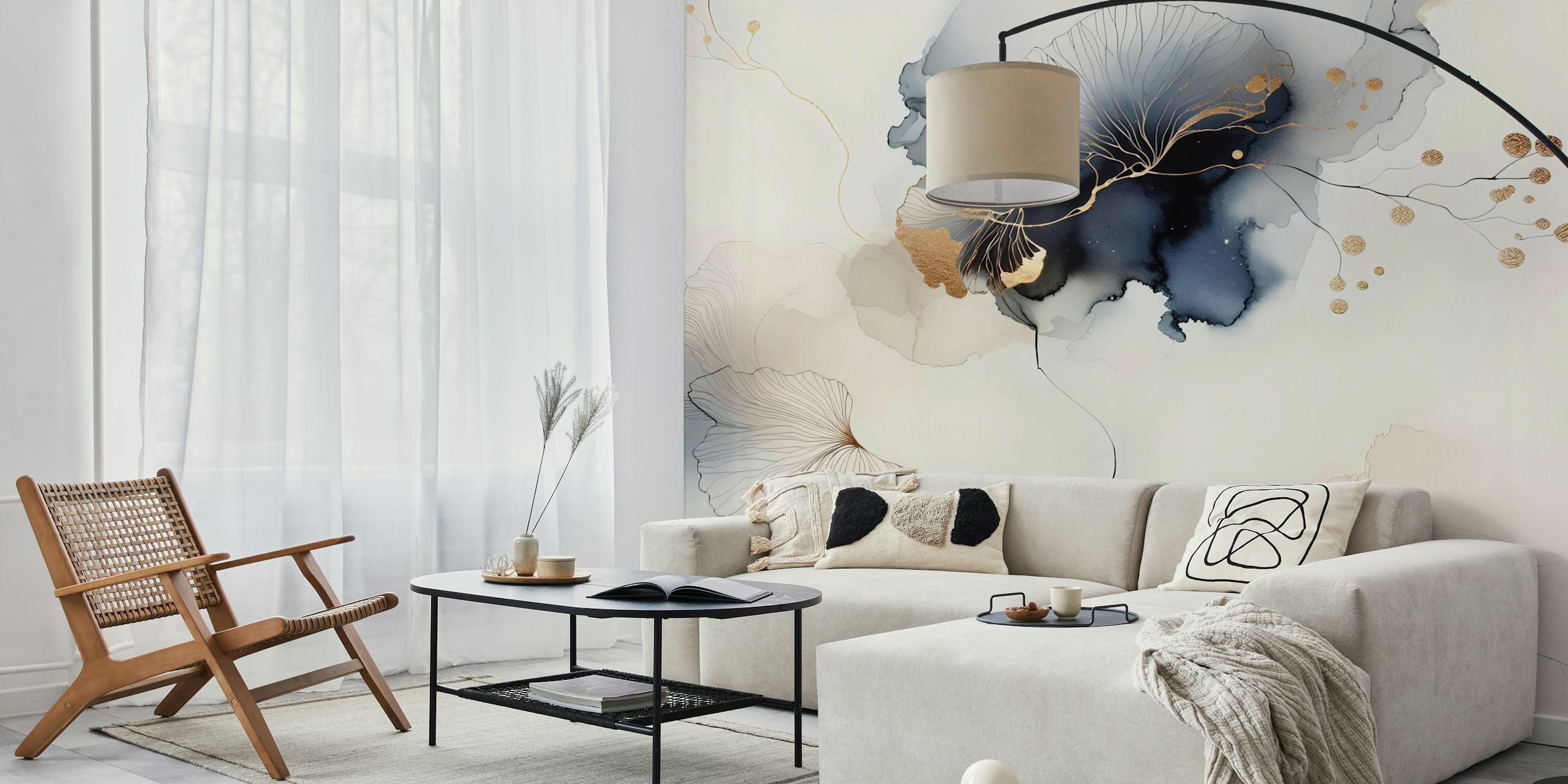 Papel de parede Gilded Botanica Elegance em um quarto