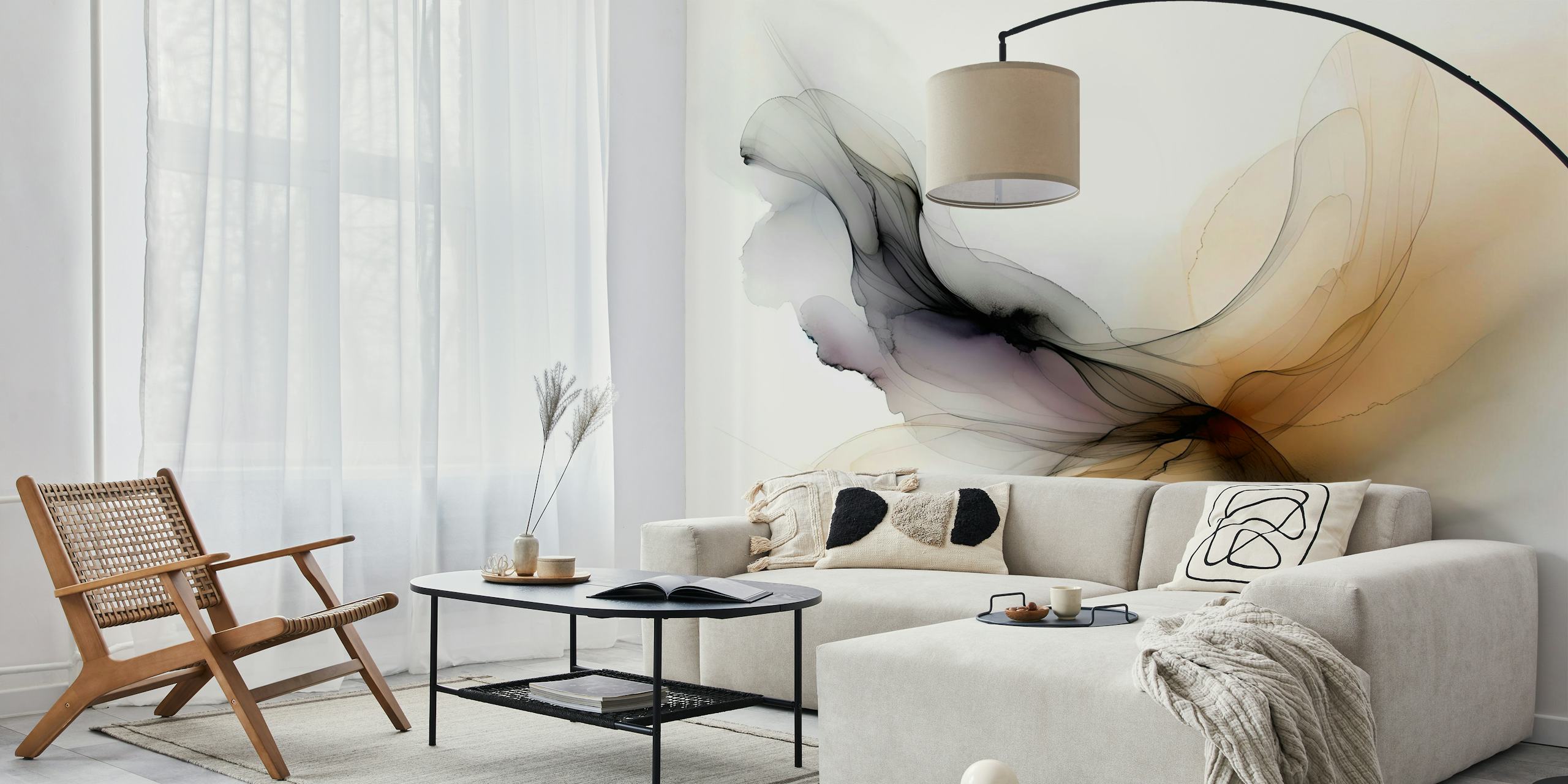 Dreamy Ink Flow wallpaper in a room