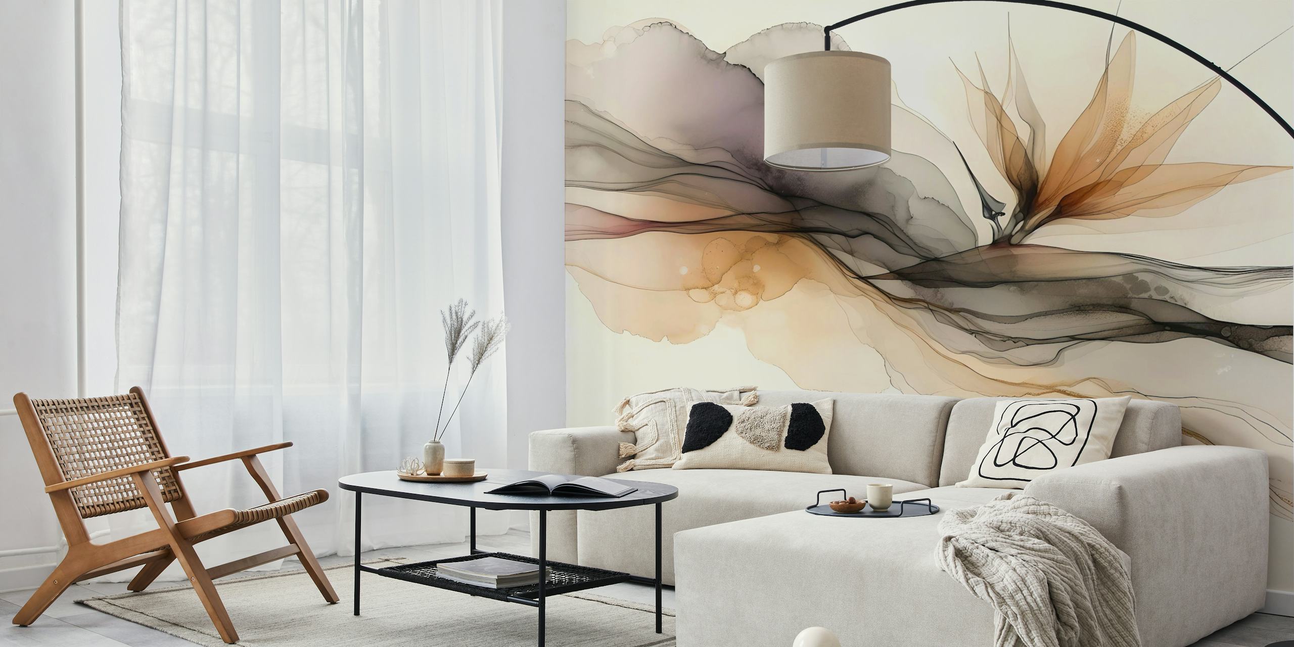 Ethereal Ink Flow-tapetti huoneessa
