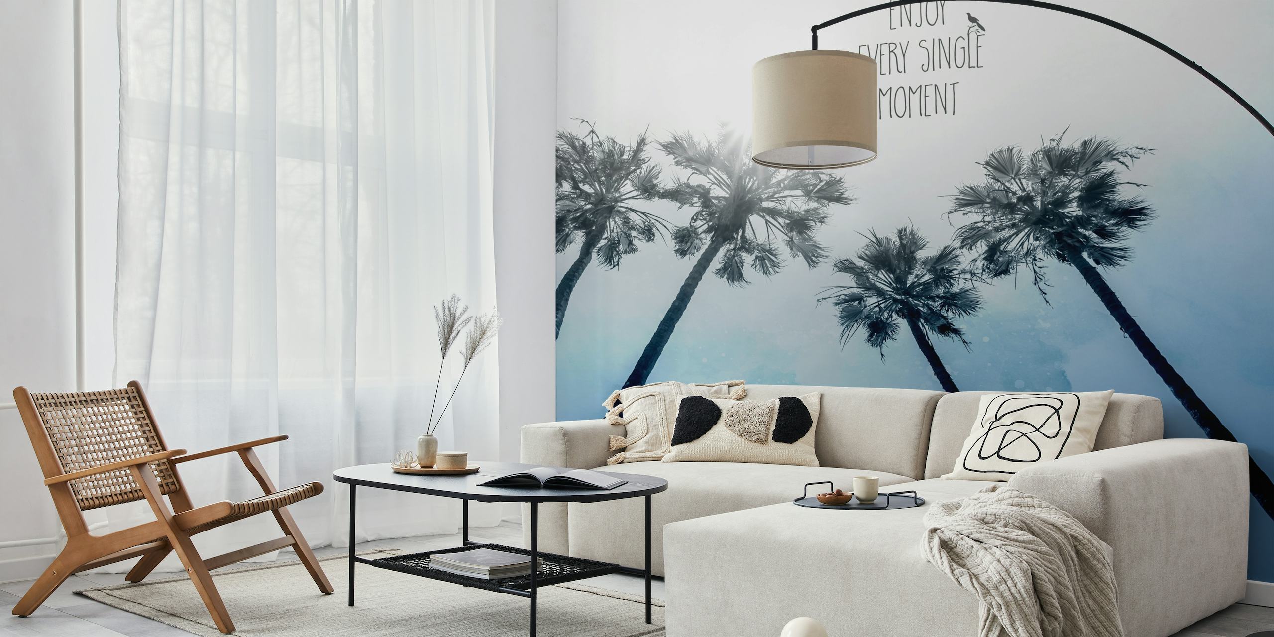 Palm Trees Classic Blue wallpaper