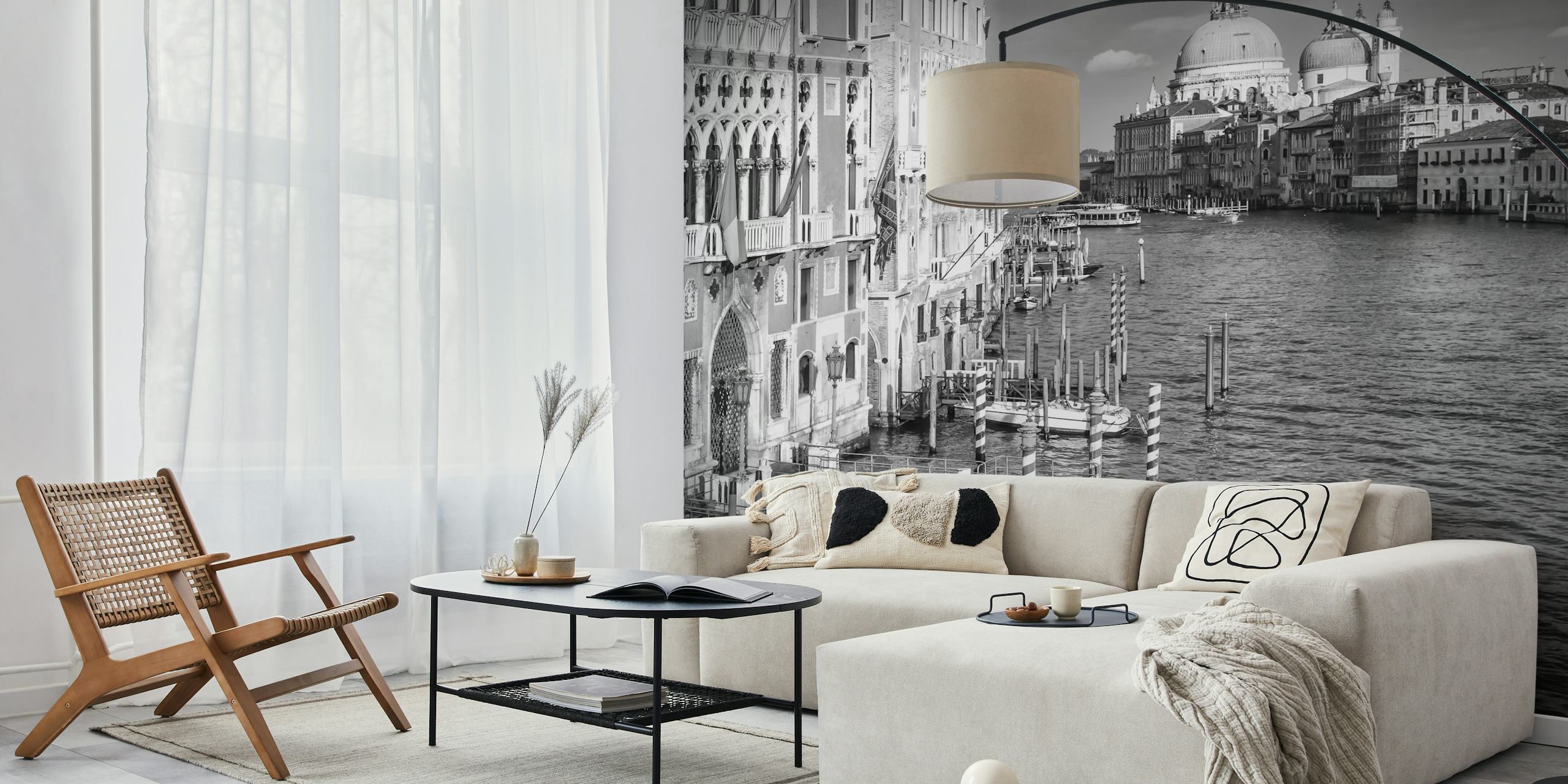 Venice Canal Grande Tapet Utställd I Ett Rum