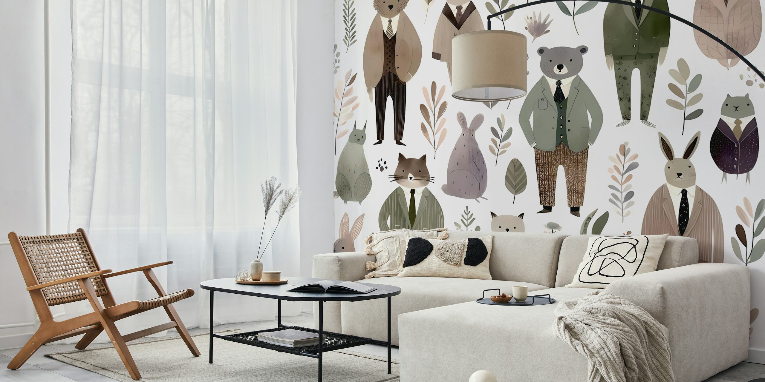 Dapper Animals Gathering behang ontwerp