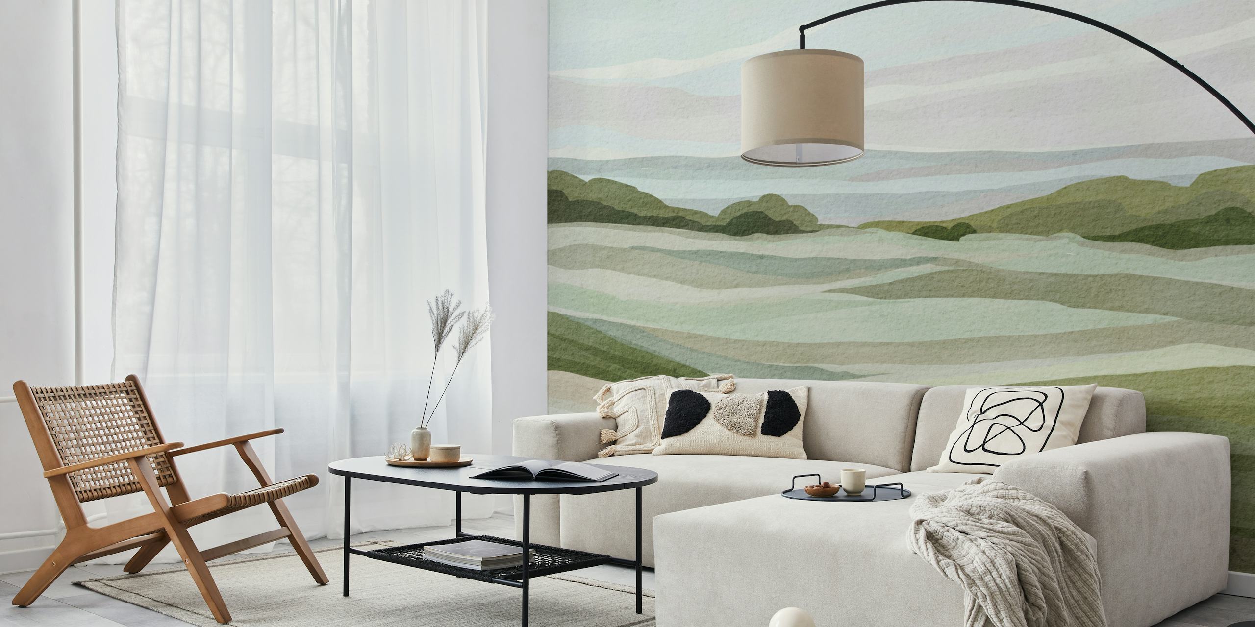 Gentle Hills Panorama wallpaper in a room