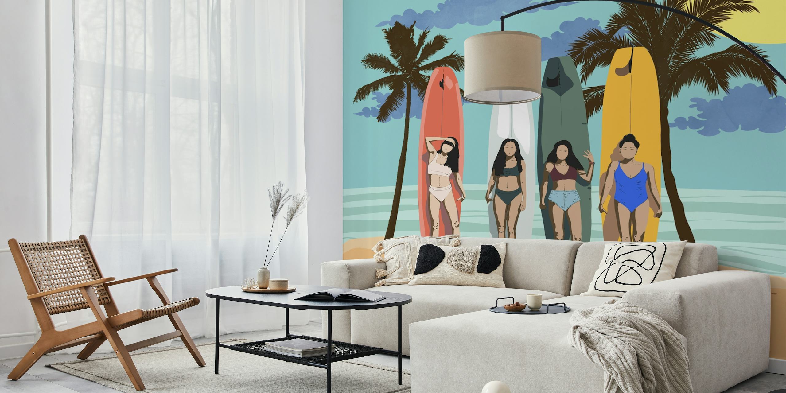 Surfside Serenity Scene Tapete in einem Raum