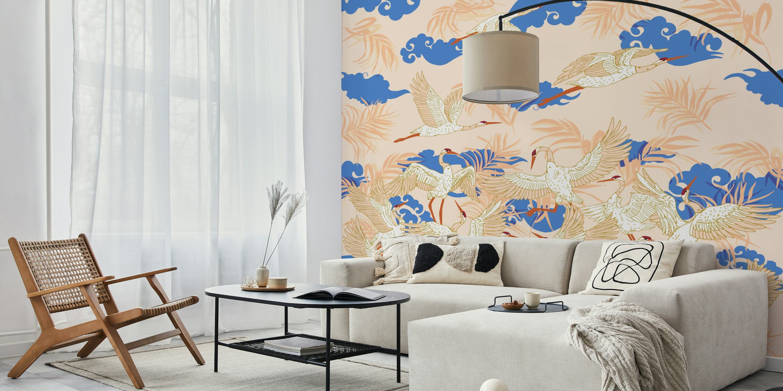 Skyward Crane Journey wallpaper in a room
