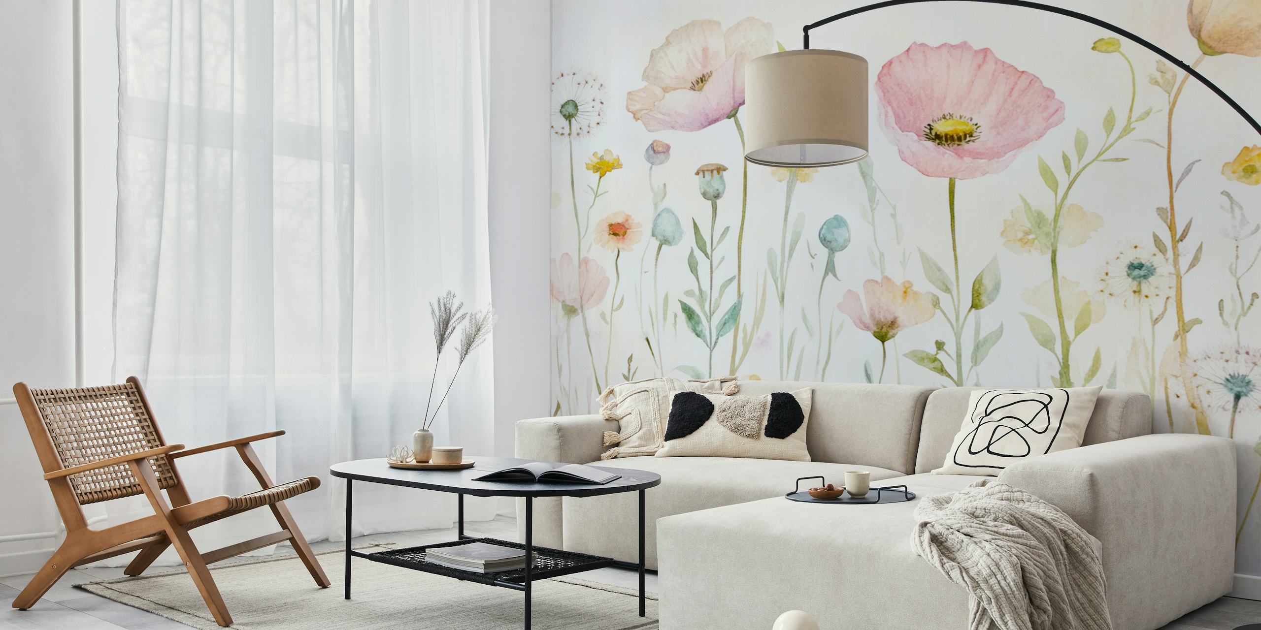Pastel Wildflowers wallpaper i et rum
