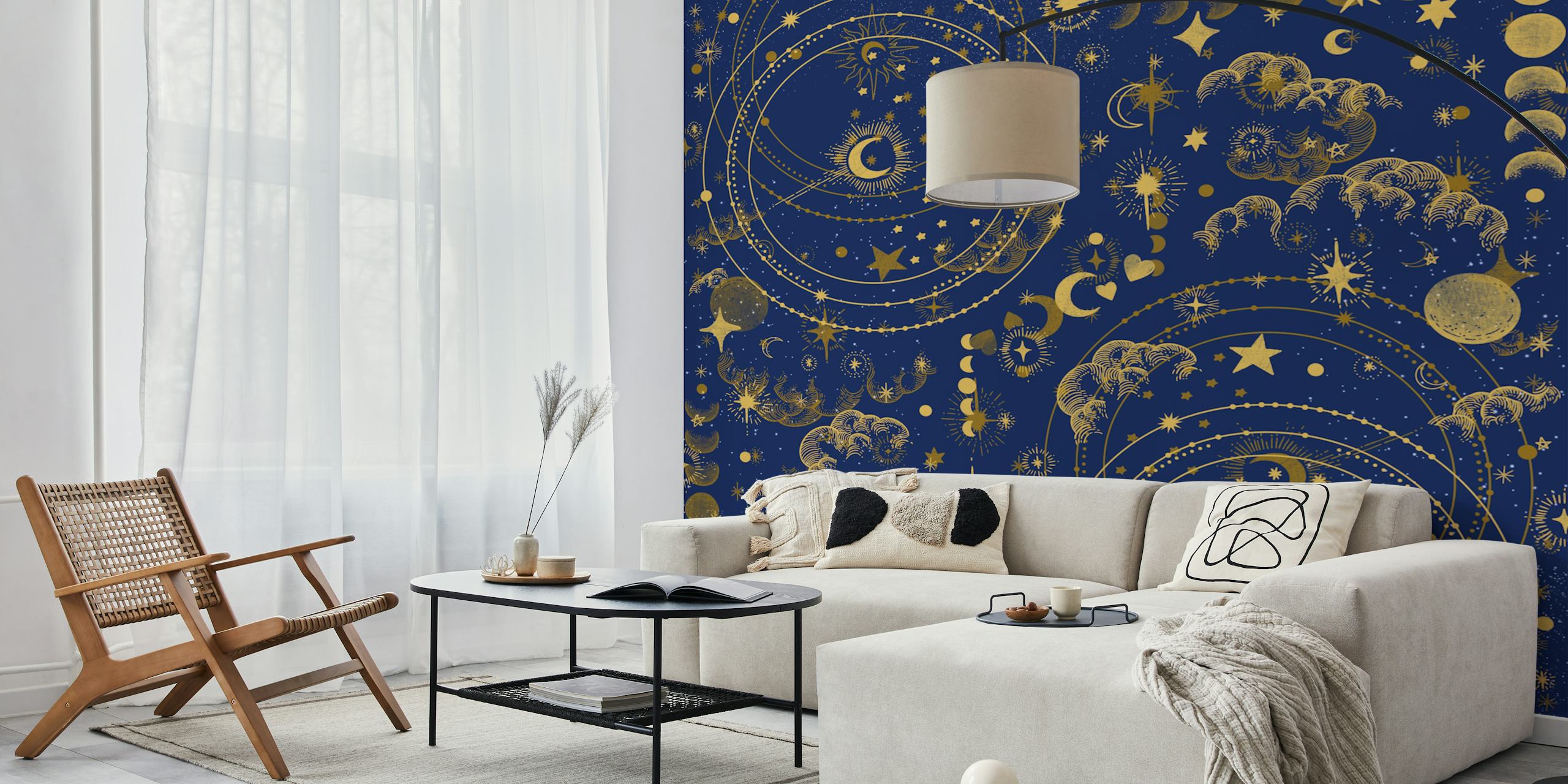 Golden Lunar Dreams wallpaper in a room
