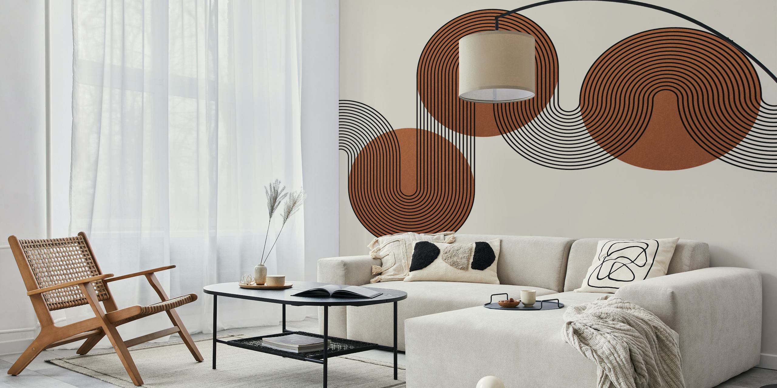 Copper Art Deco Luxe wallpaper in a modern room