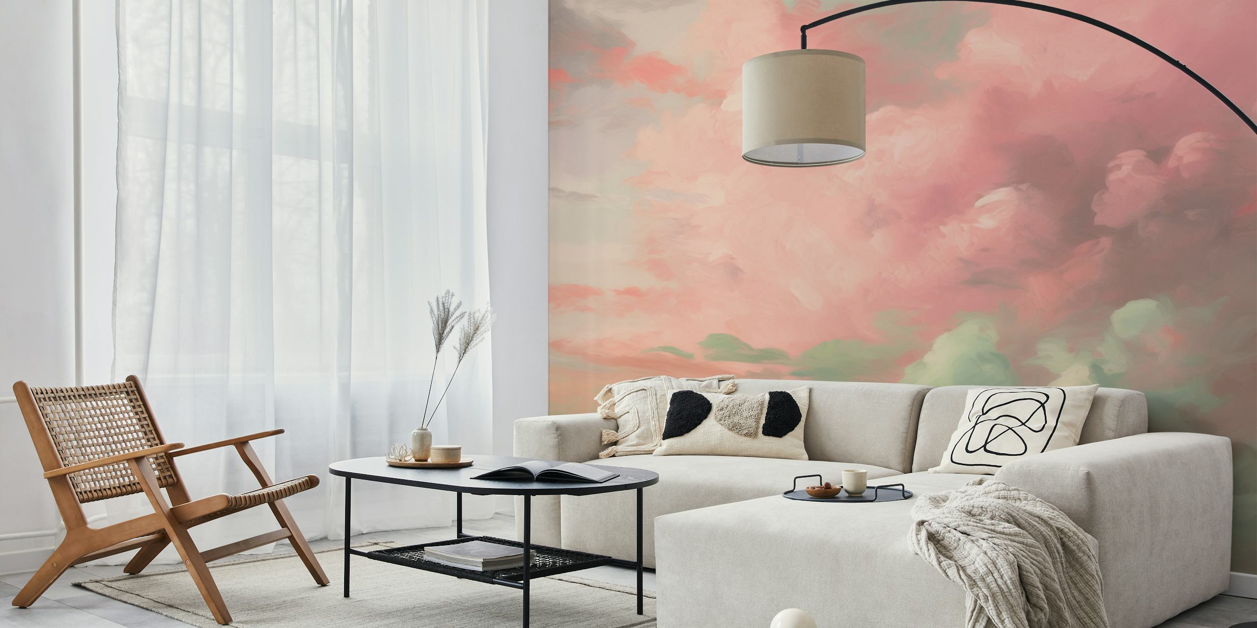 Blush Sky Dreamscape wallpaper in a room