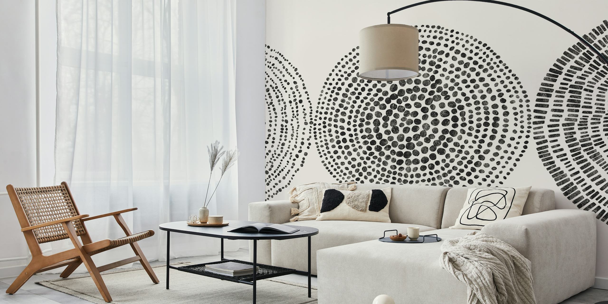 Tribal circles in black and white abstract patterns wallpaper