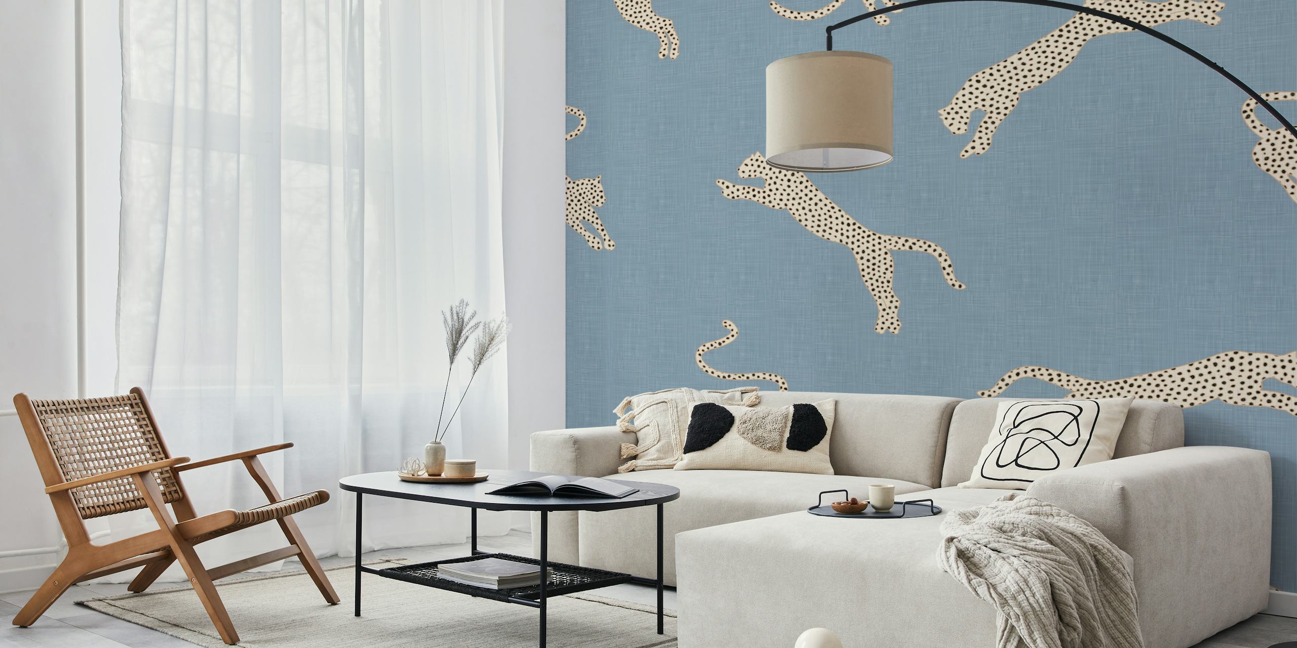 Exotic leopards wallpaper in a room