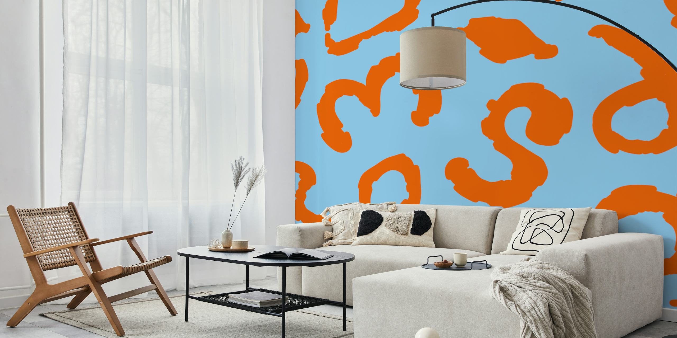 Coral Blue Harmony wallpaper in a room