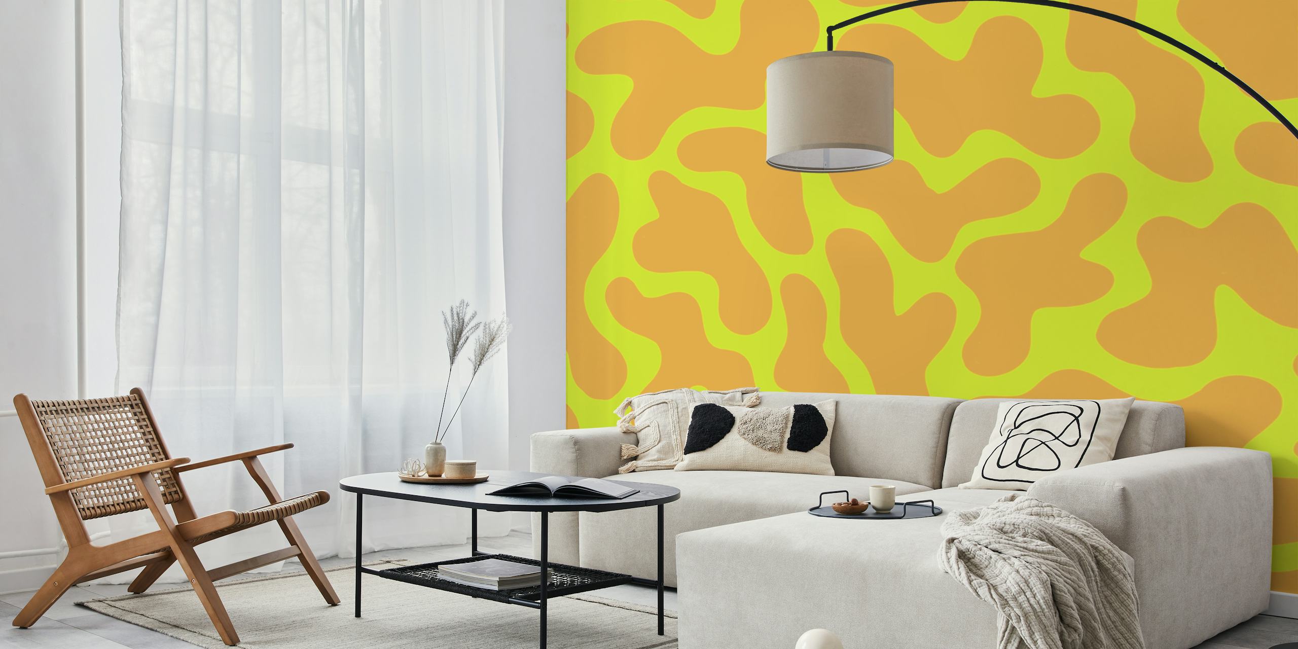 Ταπετσαρία Orange Lime Fusion σε ένα δωμάτιο