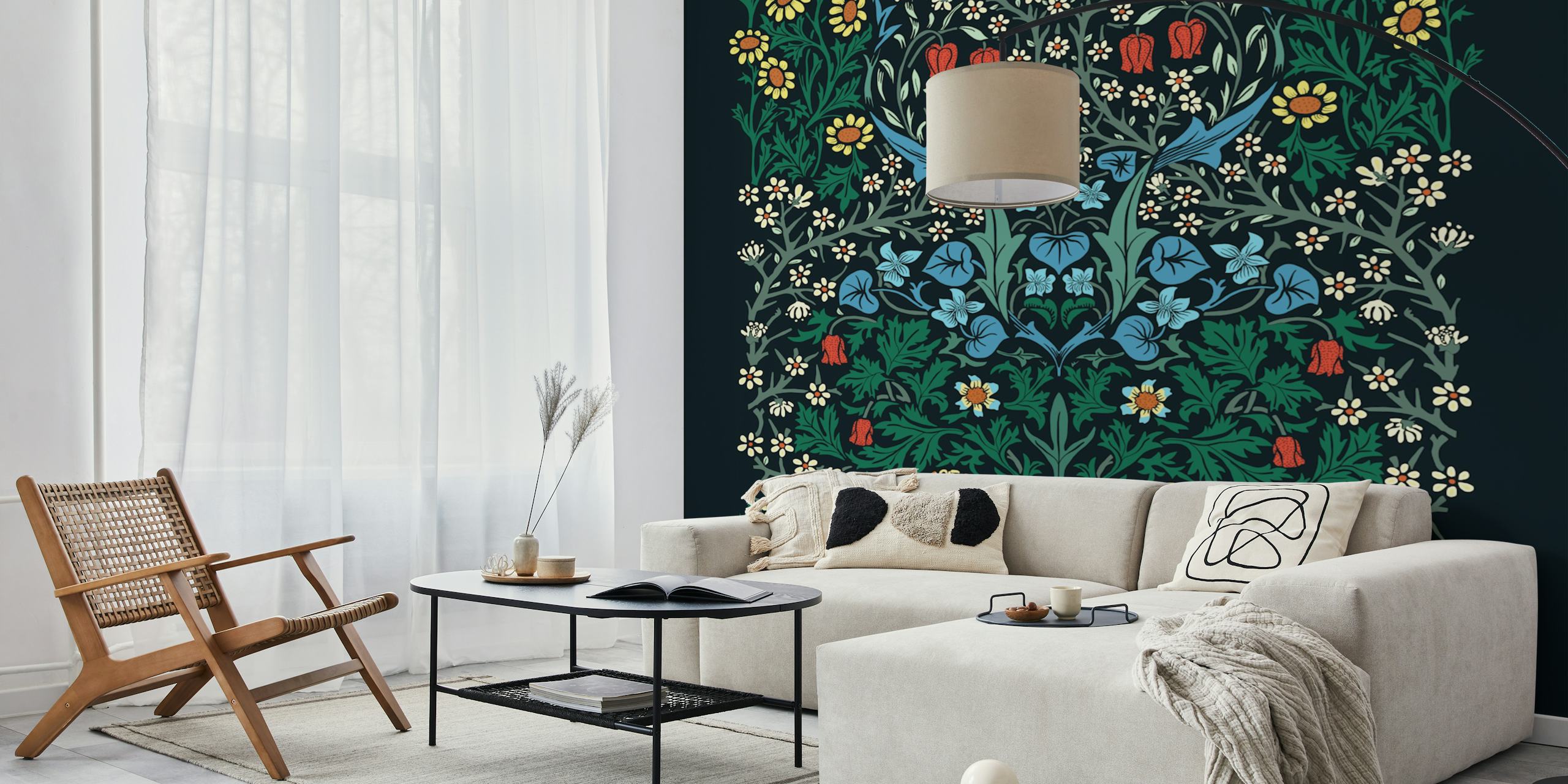 Floral design with vibrant colors on dark background wallpaper