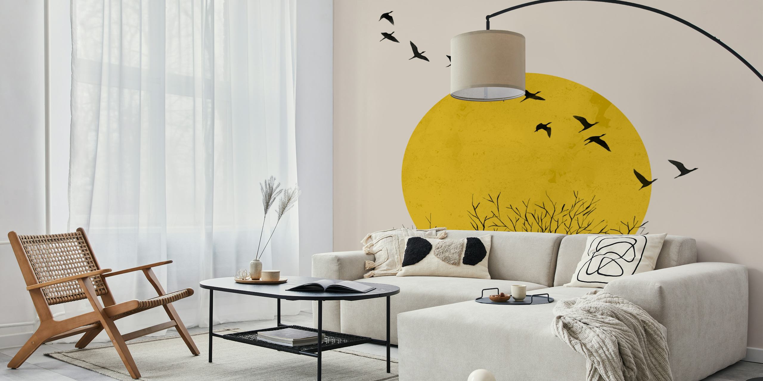 Bids at Sunrise wallpaper in a room