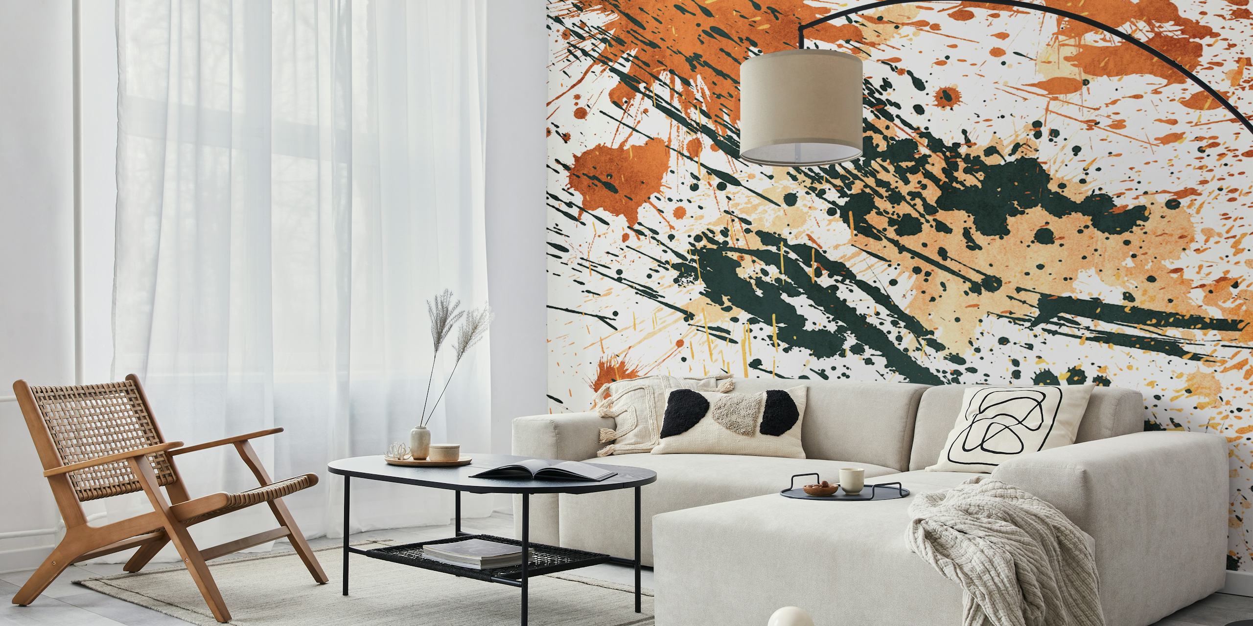 Carta da parati Terracotta e Military Green Splashes in una stanza