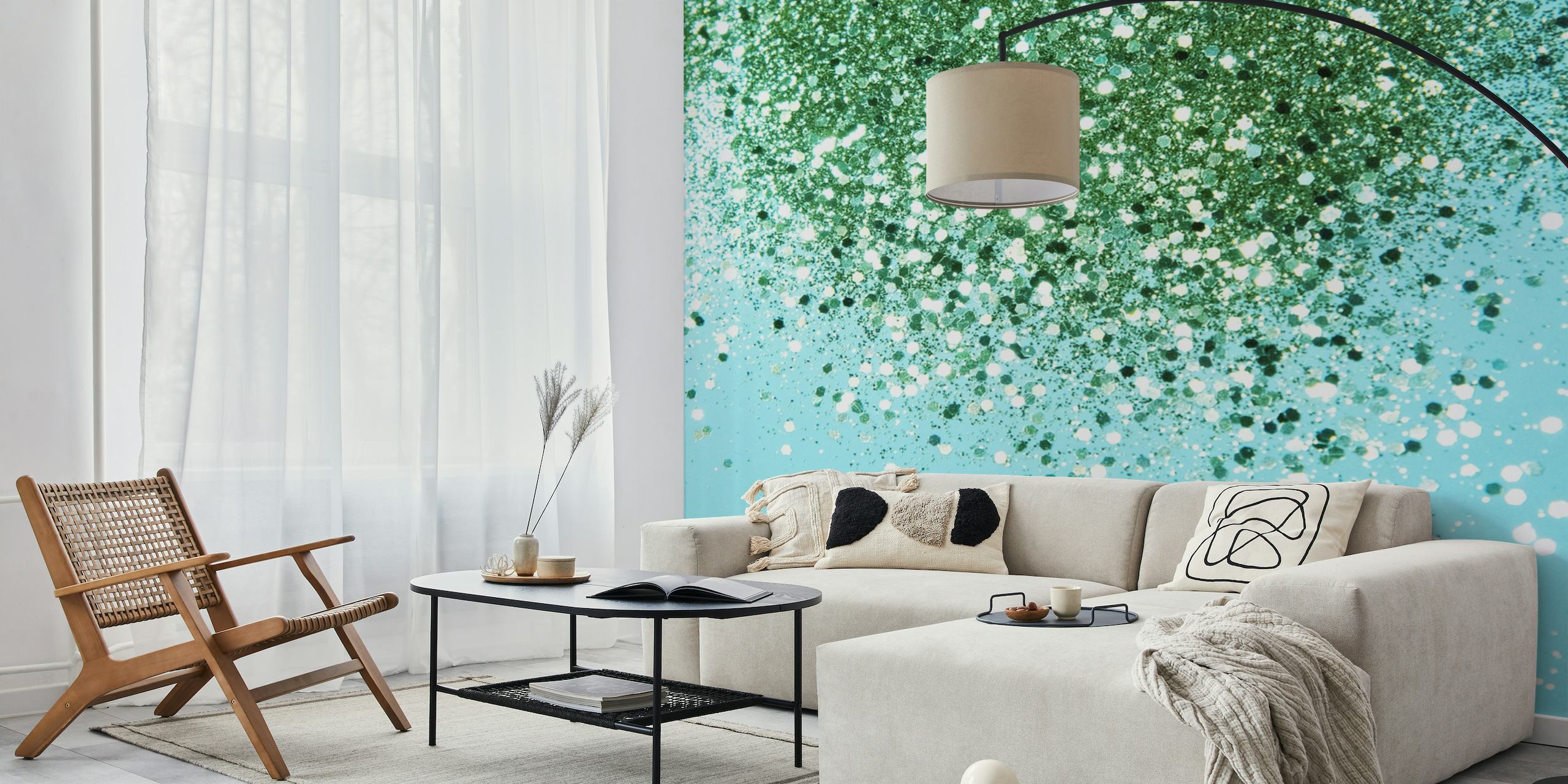 Abstract green and blue glitter wall mural from happywall.com